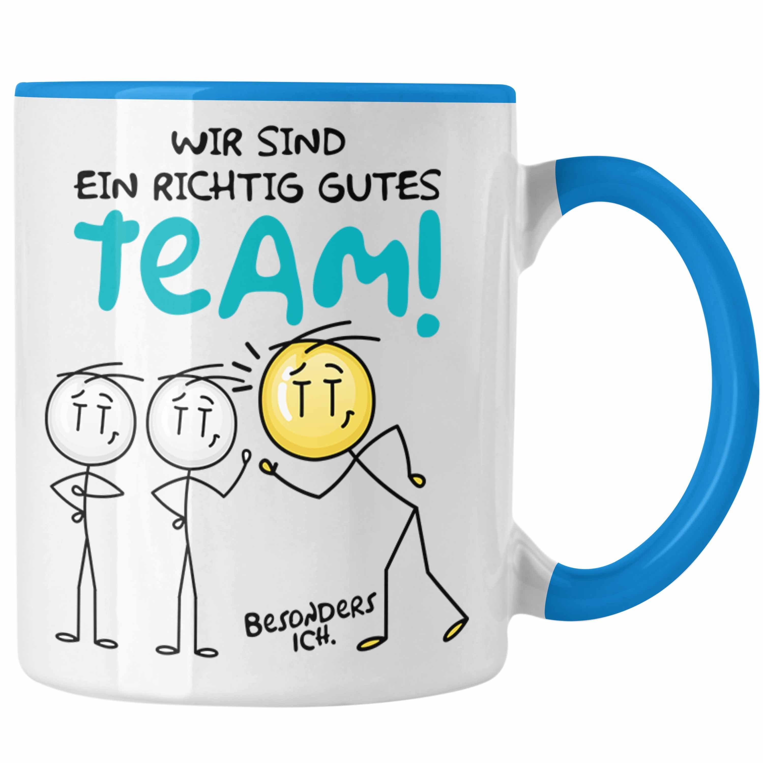 Trendation Dankeschön Kaffeetasse Team Tasse für Geschenk Bestes Tasse Dan Blau Geschenkidee