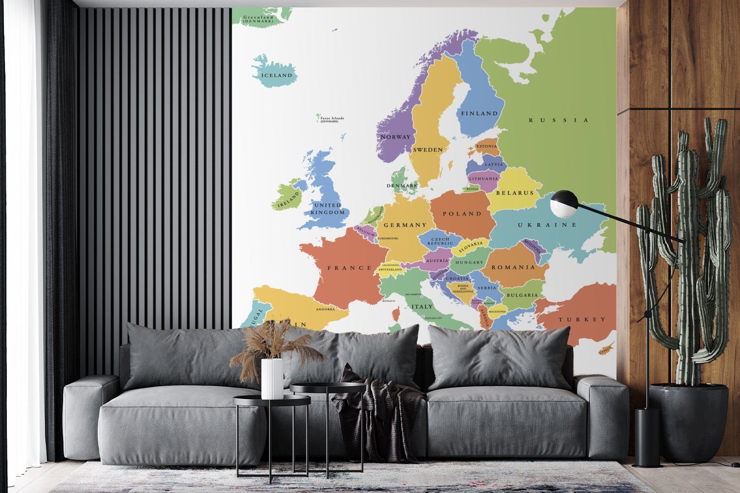 MuchoWow Fototapete Europa - Karte Schlafzimmer Einfach, Matt, St), bedruckt, (4 Fototapete Vliestapete Wohnzimmer Küche, - für