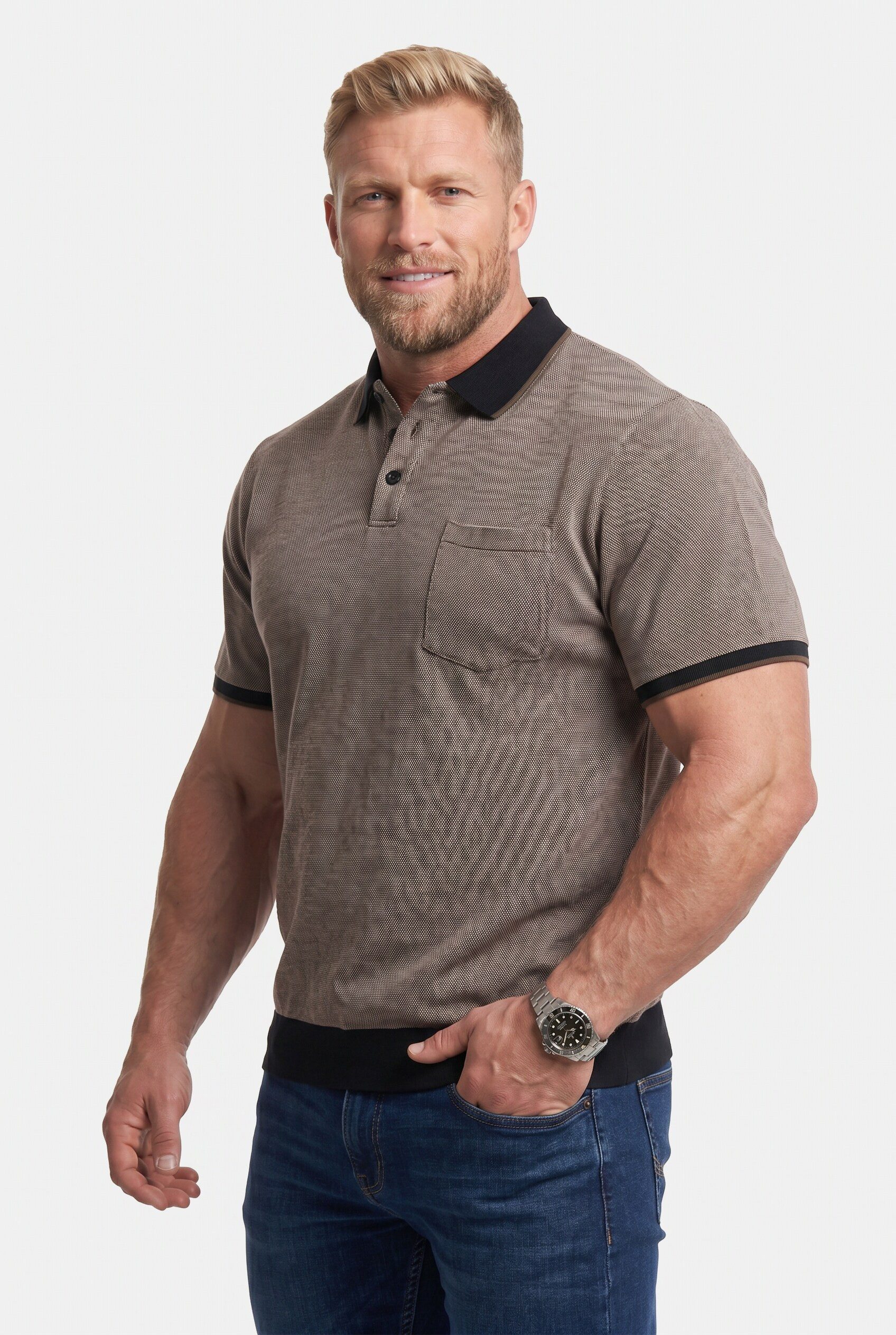 Poloshirt Poloshirt Halbarm Bauchfit Piqué