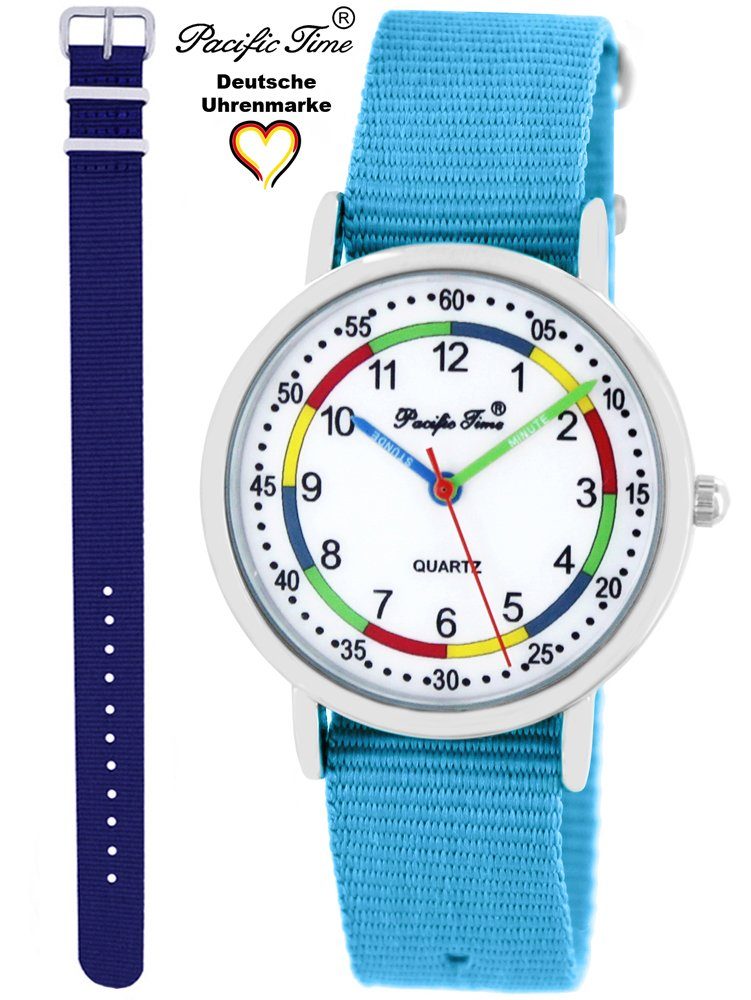 Quarzuhr Armbanduhr Pacific Mix - First Versand Wechselarmband, und Match Set Gratis blau Time und hellblau Kinder Lernuhr Design