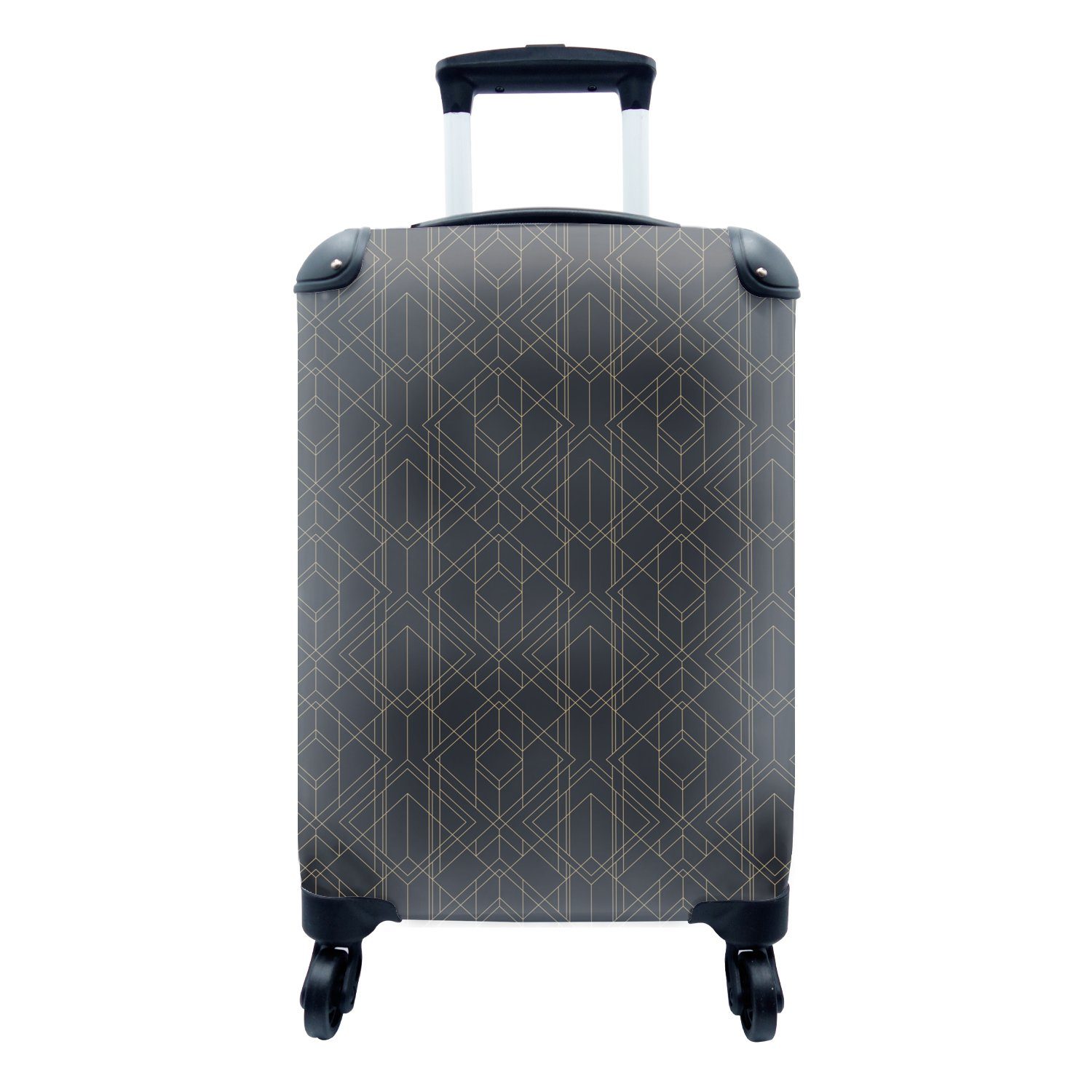 MuchoWow Handgepäckkoffer Muster - für Schwarz deco mit 4 Rollen, - - Art Trolley, Reisetasche Handgepäck Ferien, rollen, Reisekoffer Gold