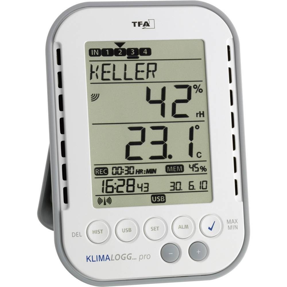 TFA Dostmann Hygrometer Profi-Thermo-Hygrometer, Datenlogger und Funk-USB-Schnittstelle, Taupunkt-/Schimmelwarnanzeige