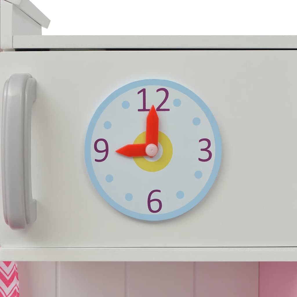 vidaXL Spielküche Spielzeugküche Holz 82×30×100 cm Rosa und Weiß MDF