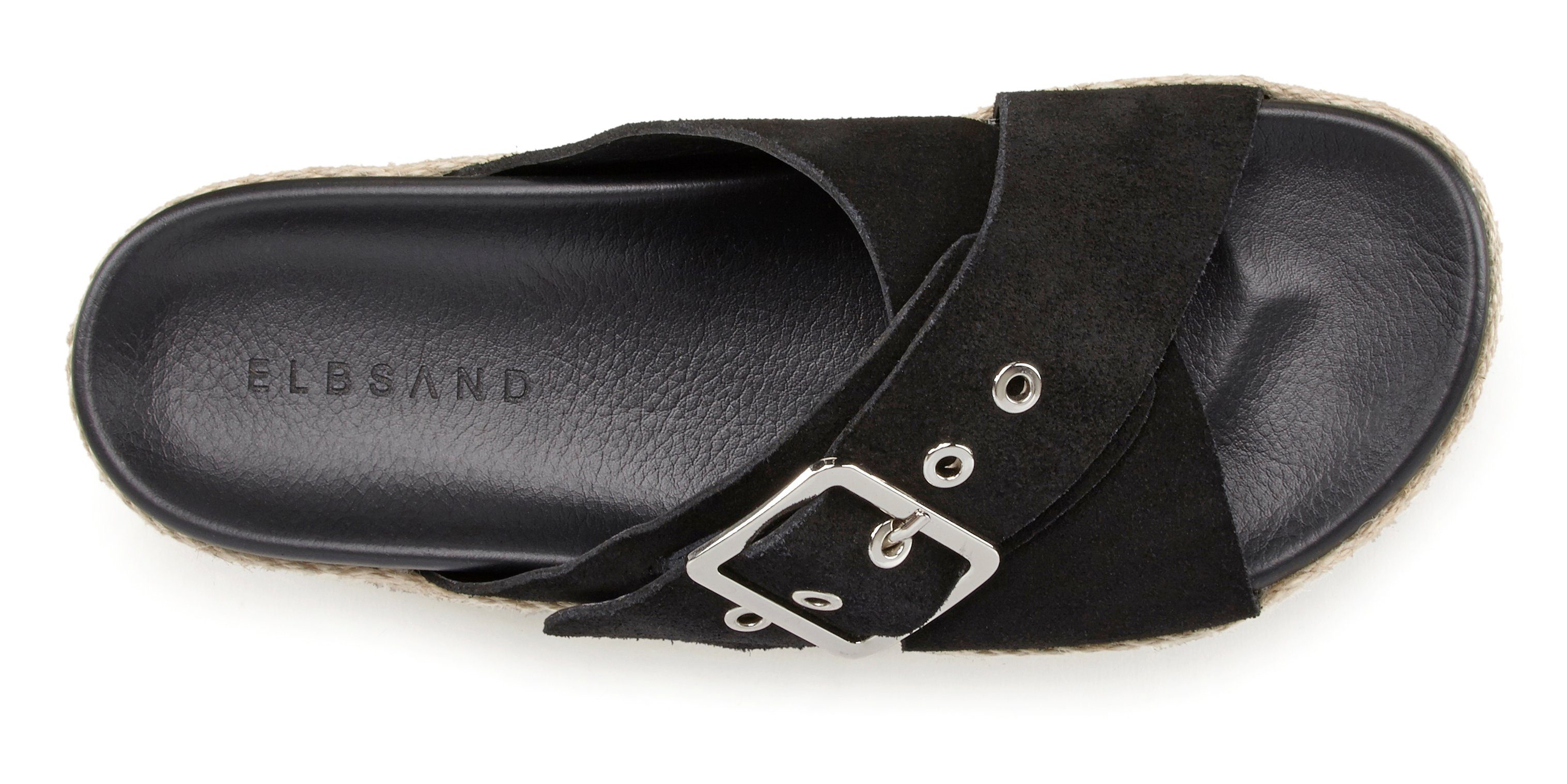 Elbsand Pantolette offener Plateauabsatz Leder Mule, Schuh Sandale, mit aus
