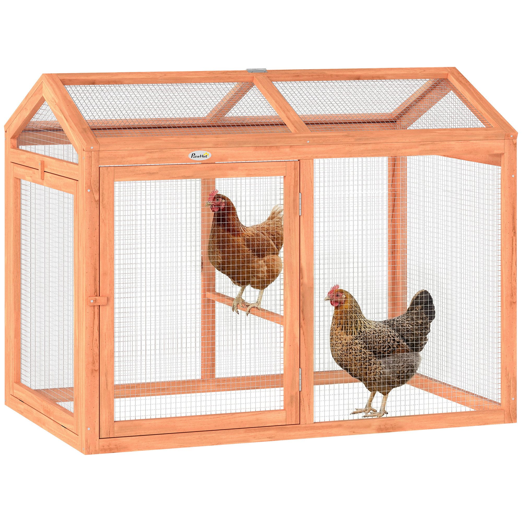 PawHut Hühnerstall Freilaufgehege Hühnergehege mit Sitzstange Doppeltüren, für 2 Hühner, Kleintiere 104 x 70,5 x 84 cm Orange