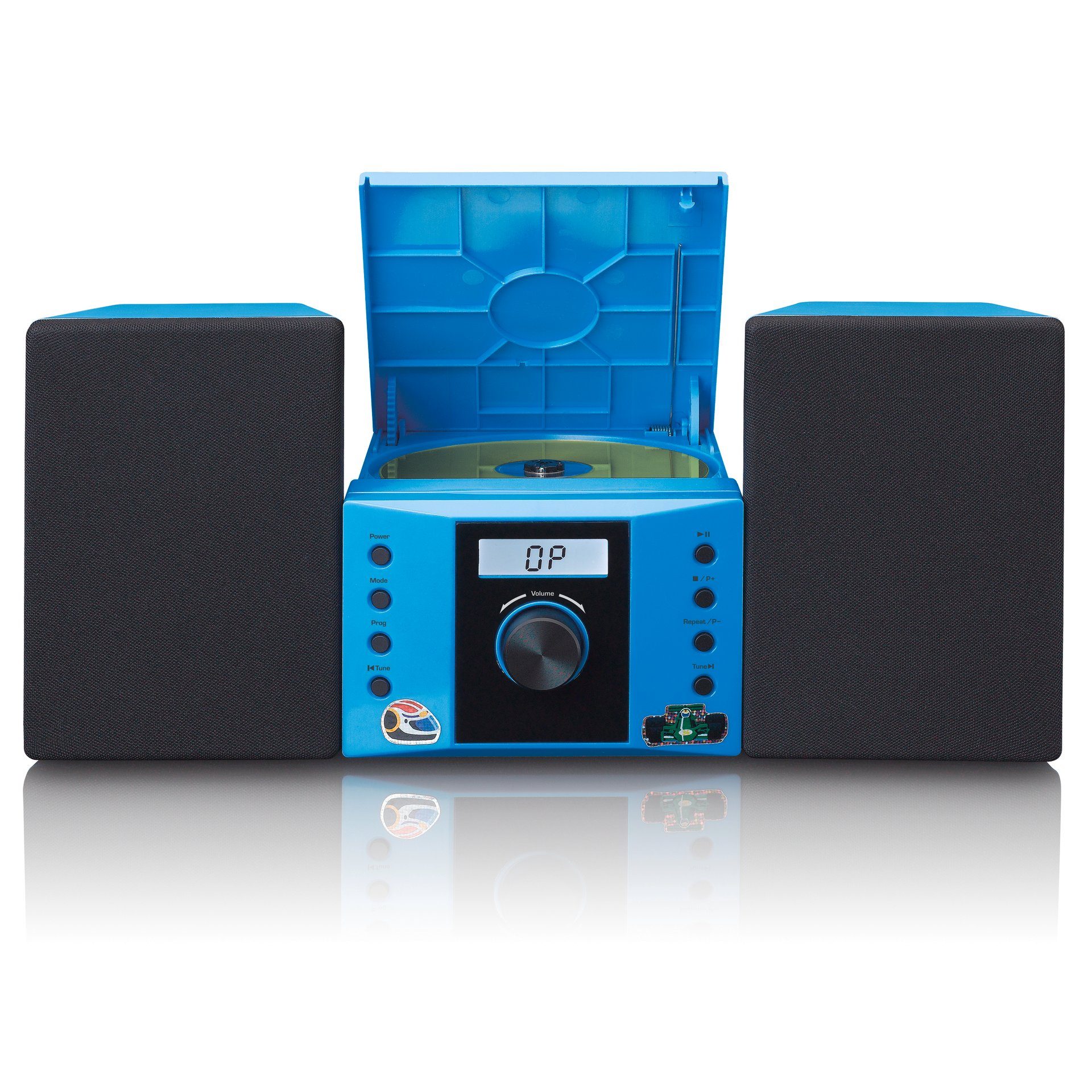 Micro (FM-Tuner) Sticker Set AUX-IN, radio, FM CD, Blau Stereoanlage Lenco mit
