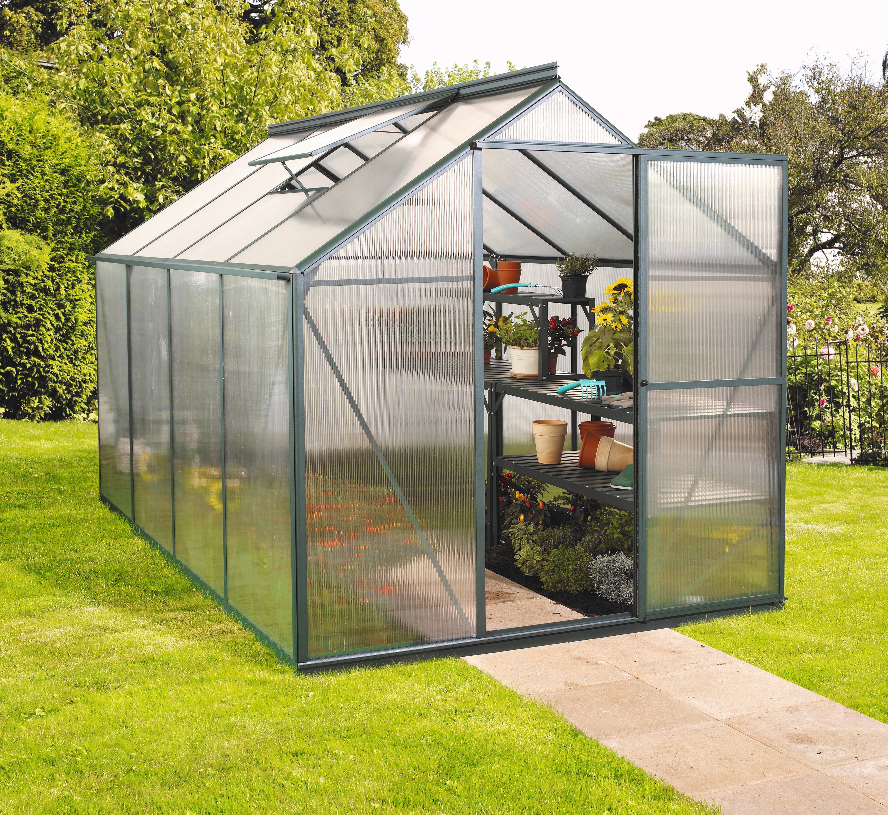 Vitavia Gewächshaus EOS 6000, BxTxH: 198 x 304 x 196 cm, 6 mm Wandstärke, Set, mit Fundamentrahmen