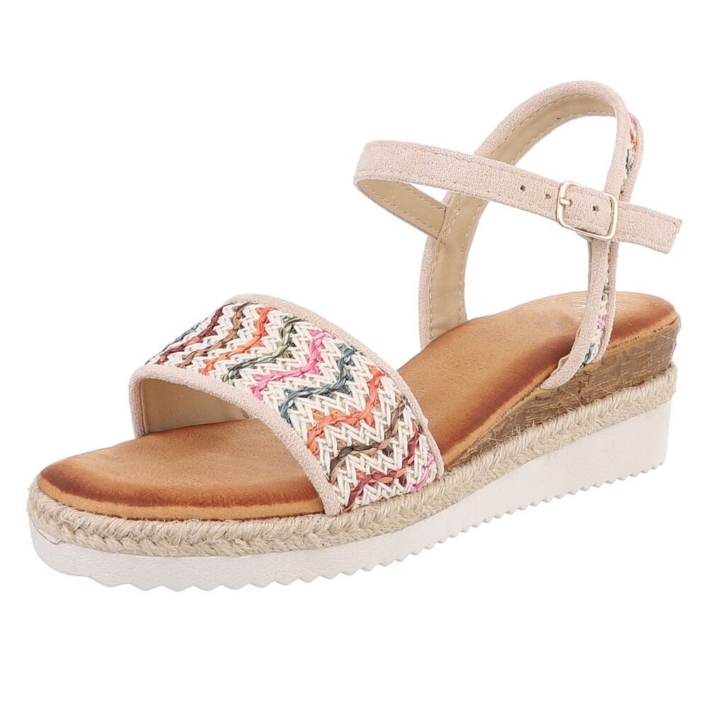 Ital-Design Elegante Sommer-Sandalen mit Wellenmuster und Absatz Plateausan günstig online kaufen