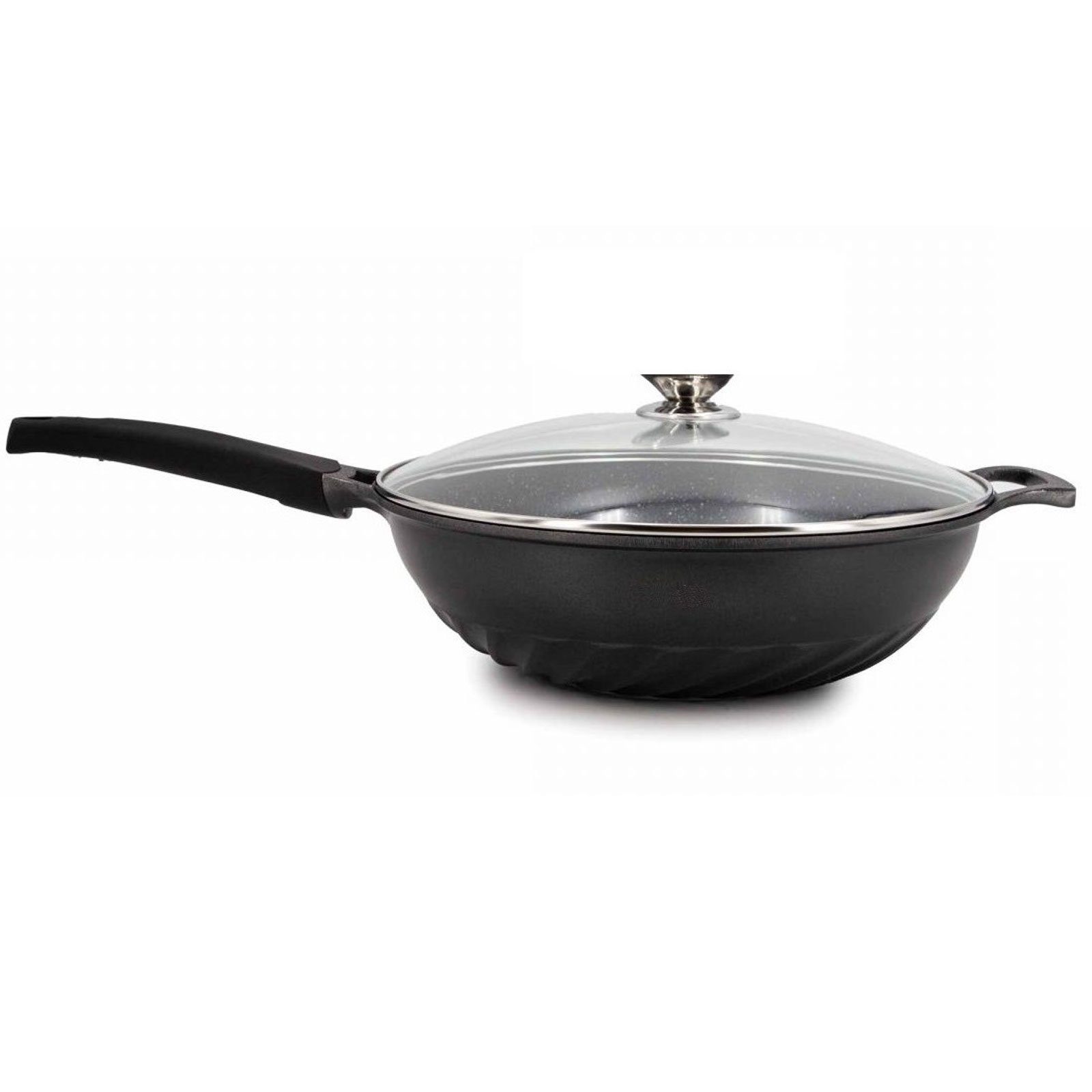 Wok Wokpfanne mit Glasdeckel Wok 32 cm Asia Induktion