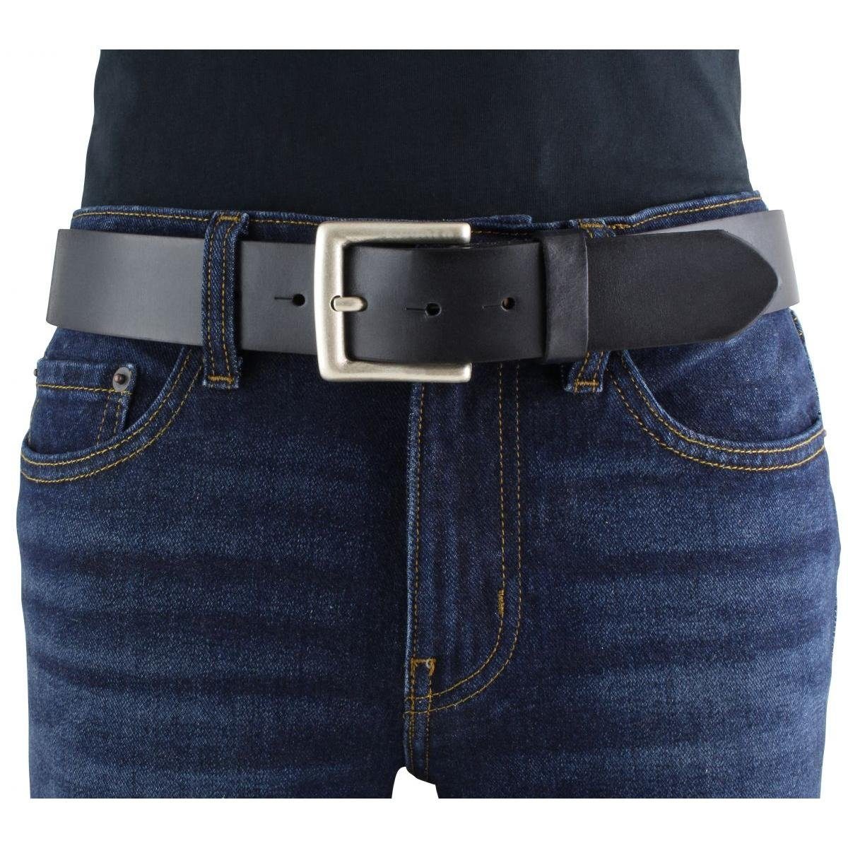 Ledergürtel BELTINGER für Jeans-Gürtel Altsilber Vollrindleder 4 - Schwarz, cm Gürtel Vintage-Look Damen He aus
