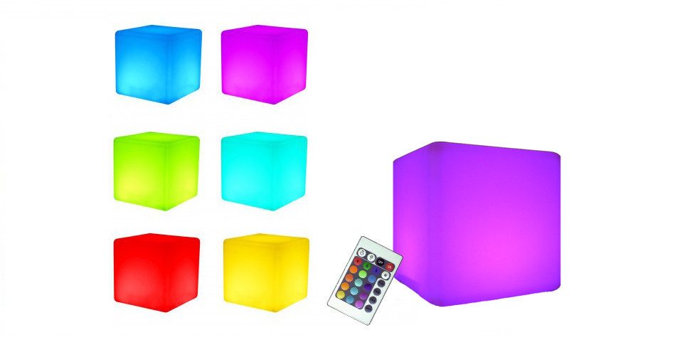 7even LED Discolicht LED Leuchtwürfel Bundle mit Wasserdichten Sitzkissen 50cm