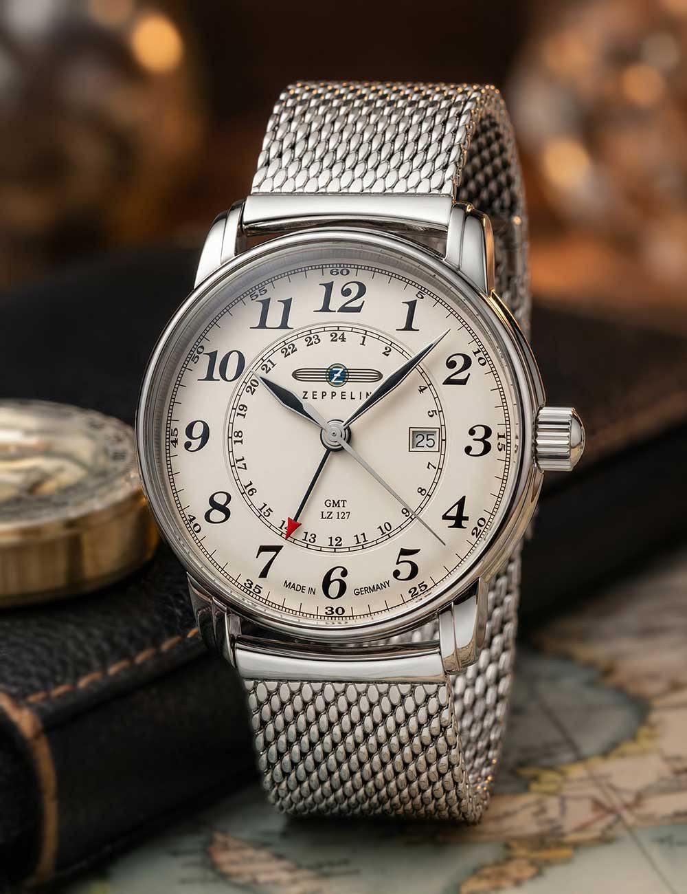 ZEPPELIN Quarzuhr Zeppelin 7642M-5 Graf Zeppelin LZ127 GMT Herrenuhr 43mm 5 günstig online kaufen