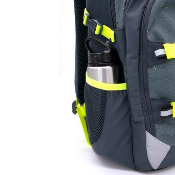 neoxx Schulranzen Active (Set, 3-tlg. inkl. Schamper Box und Regenschutz-Hülle), Rucksack Set "Boom" - Schultasche 5. bis 12. Klasse