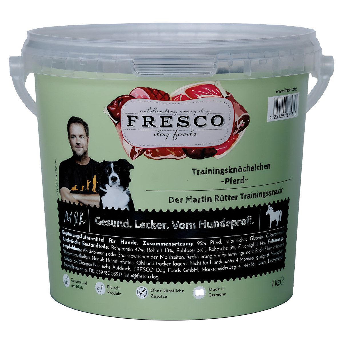 Fresco Dog Martin Rütter Trainingsknöchelchen Pferd 1 kg Eimer, Snack für: Hund