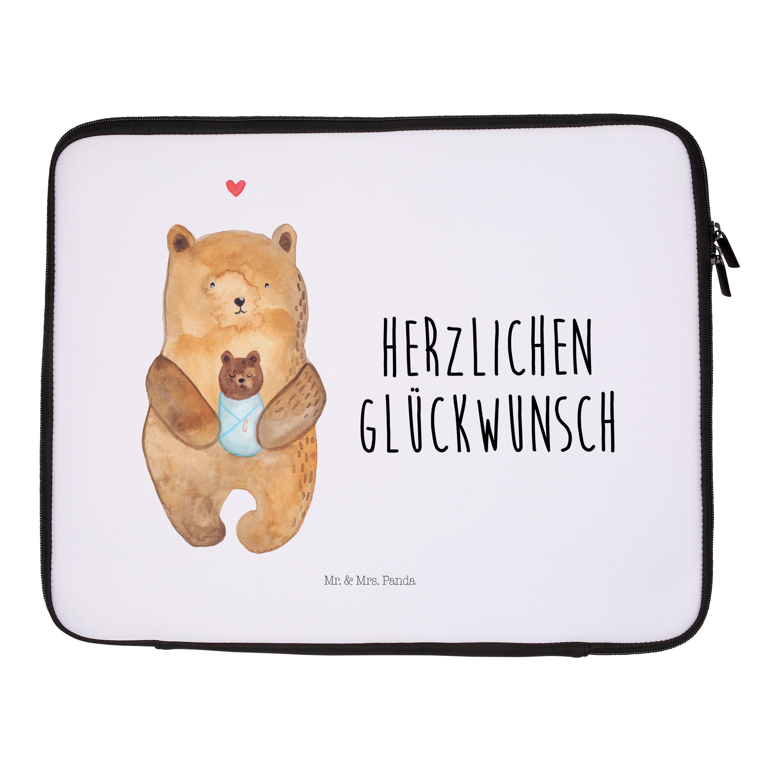 Mr. & Mrs. Panda Laptop-Hülle Bär mit Baby - Weiß - Geschenk, Computertasche, Teddybär, Enkel, Tedd