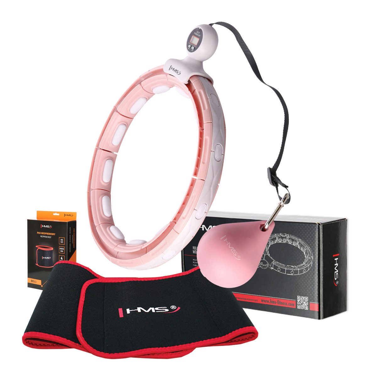HMS Hula-Hoop-Reifen Hula Hoop mit Gewicht und Zähler Fitnessgerät Sportgerät Fitnessring (Set, Hula Hoop Reifen, Bauchgurt), MIT MAGNETEN UND ZÄHLER + SLIMMING-GURT