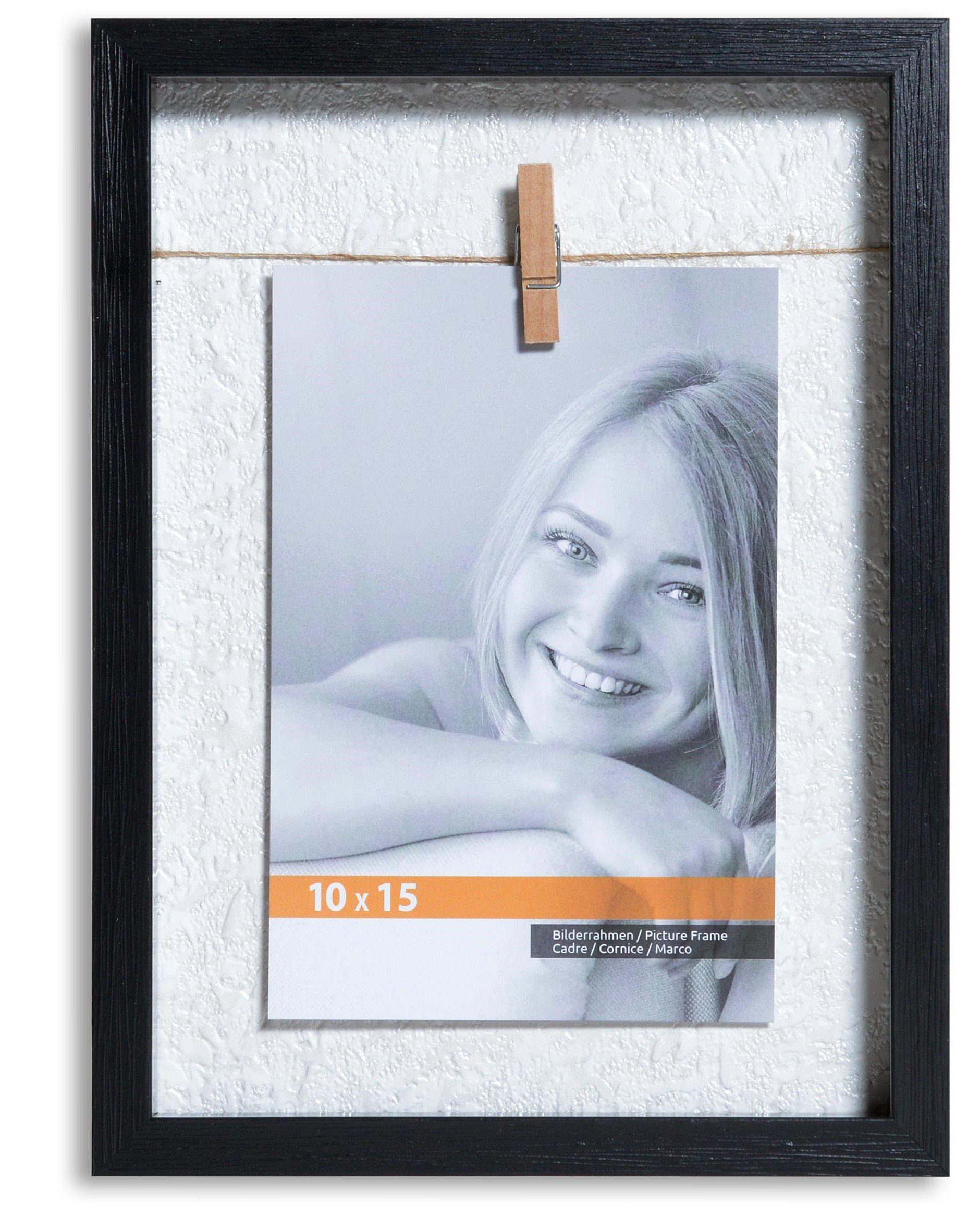 zum Bilderrahmen für in Klammern Clip von anheften cm Fotos Collage Rahmen 1 Holz Victor - in 10x15 Rahmen, schwarz mit extra aus (Zenith) Bild