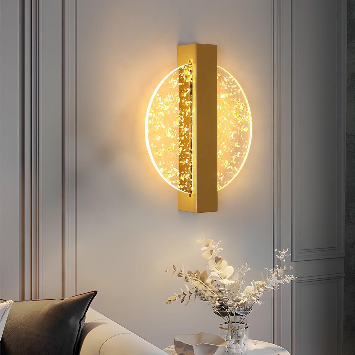 LED-Wandleuchte, Leichte Warmes Wandleuchte Licht Luxus-Silberfolie DOPWii Korridorleuchte, Gold dreifarbig