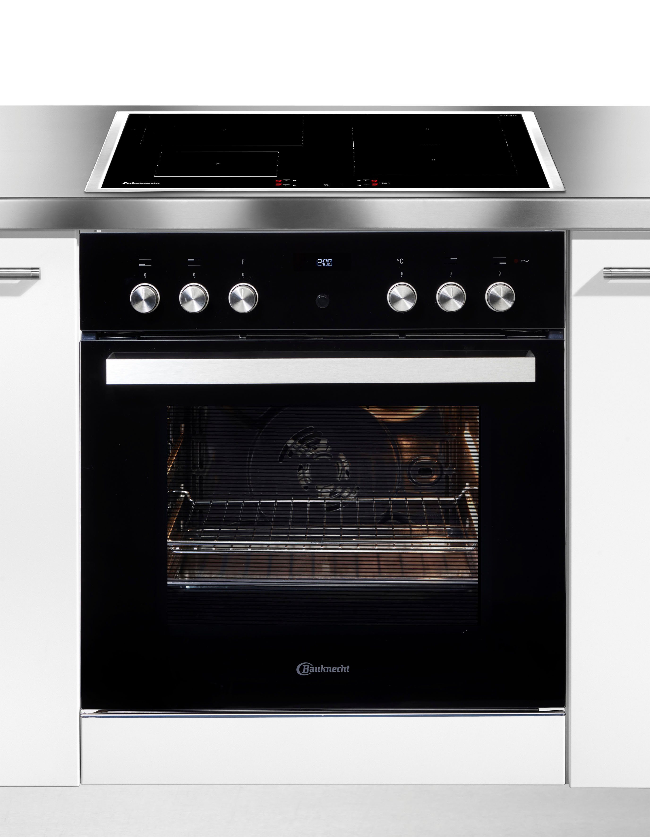 BAUKNECHT Flex-Induktions-Herd-Set HEKO LIMBO FLEXI, mit 3-fach-Teleskopauszug, Hydrolyse, Flexi Duo – kombinierbare Zonen für flexibles Kochen, SoftClose