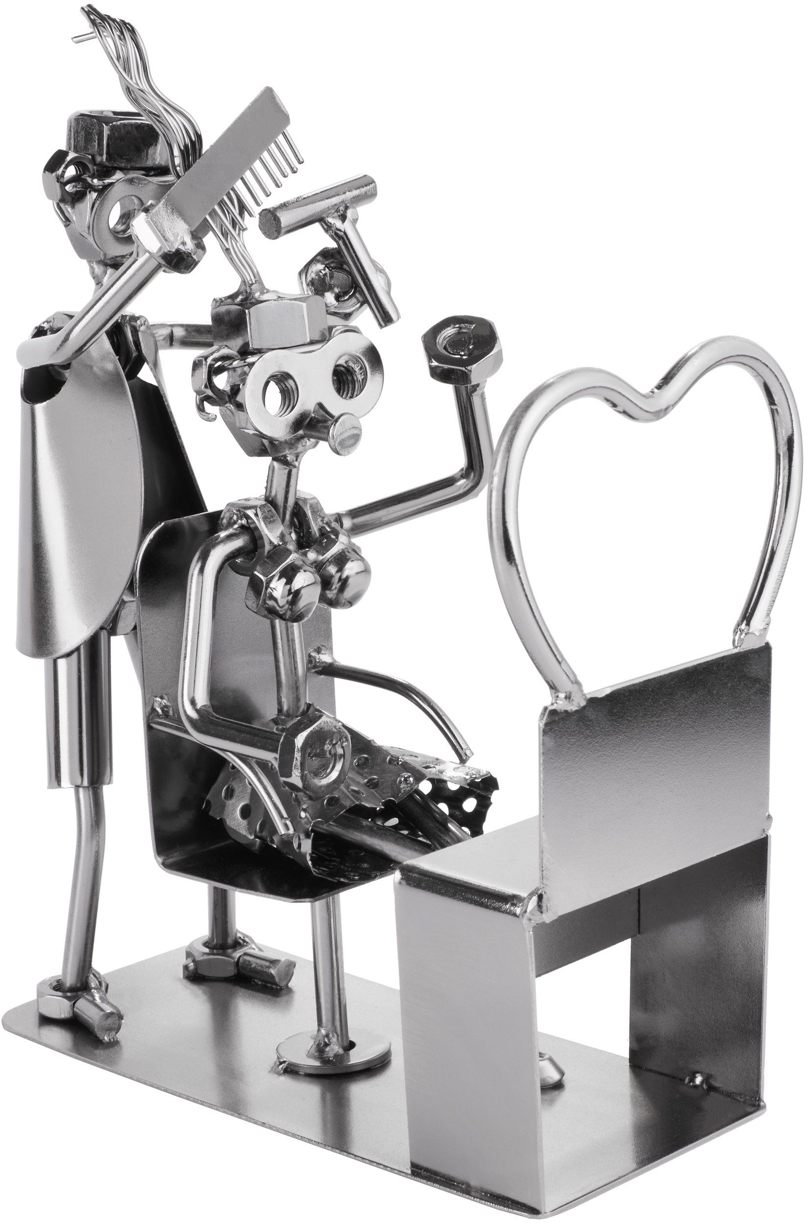 BRUBAKER Dekofigur Metallskulptur Schraubenmännchen Friseur Friseurin (1 St günstig online kaufen