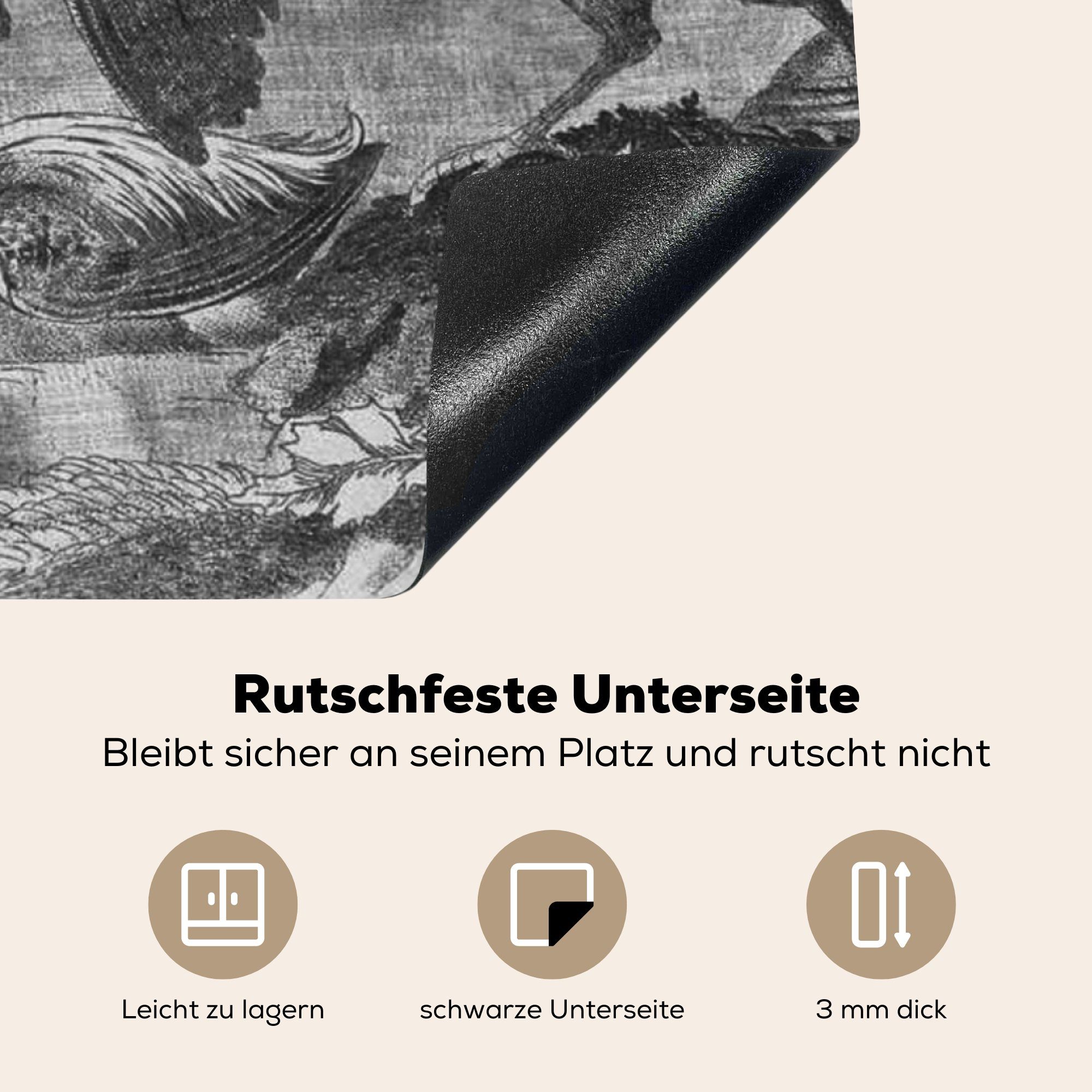 Hund küche Ceranfeldabdeckung, (1 Vinyl, Melchior Arbeitsplatte tlg), und - 78x78 Herdblende-/Abdeckplatte für ein cm, d'Hondecoeter, MuchoWow Wasservögel