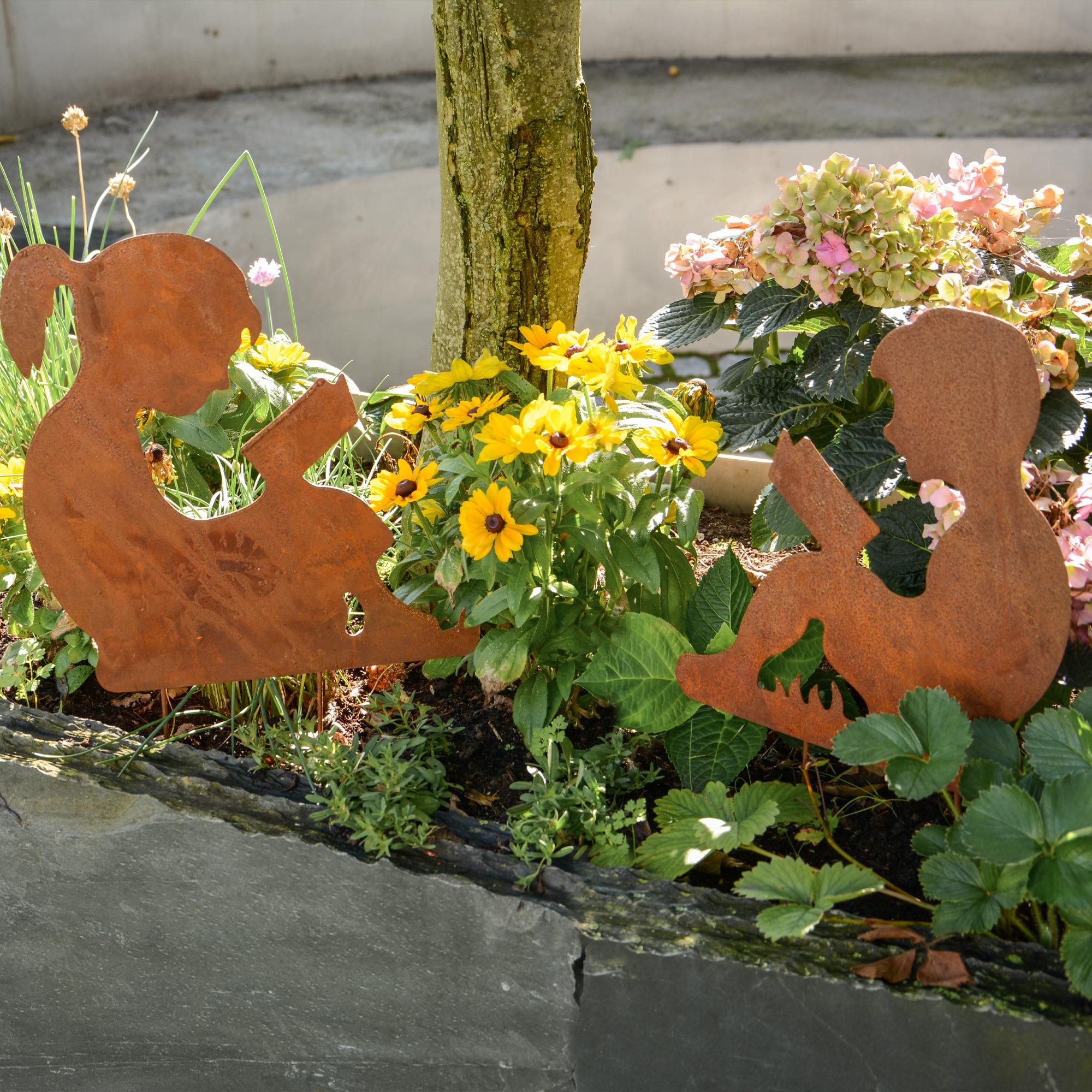 UNUS GARDEN Gartenstecker Roststecker Junge und Mädchen 2er Set