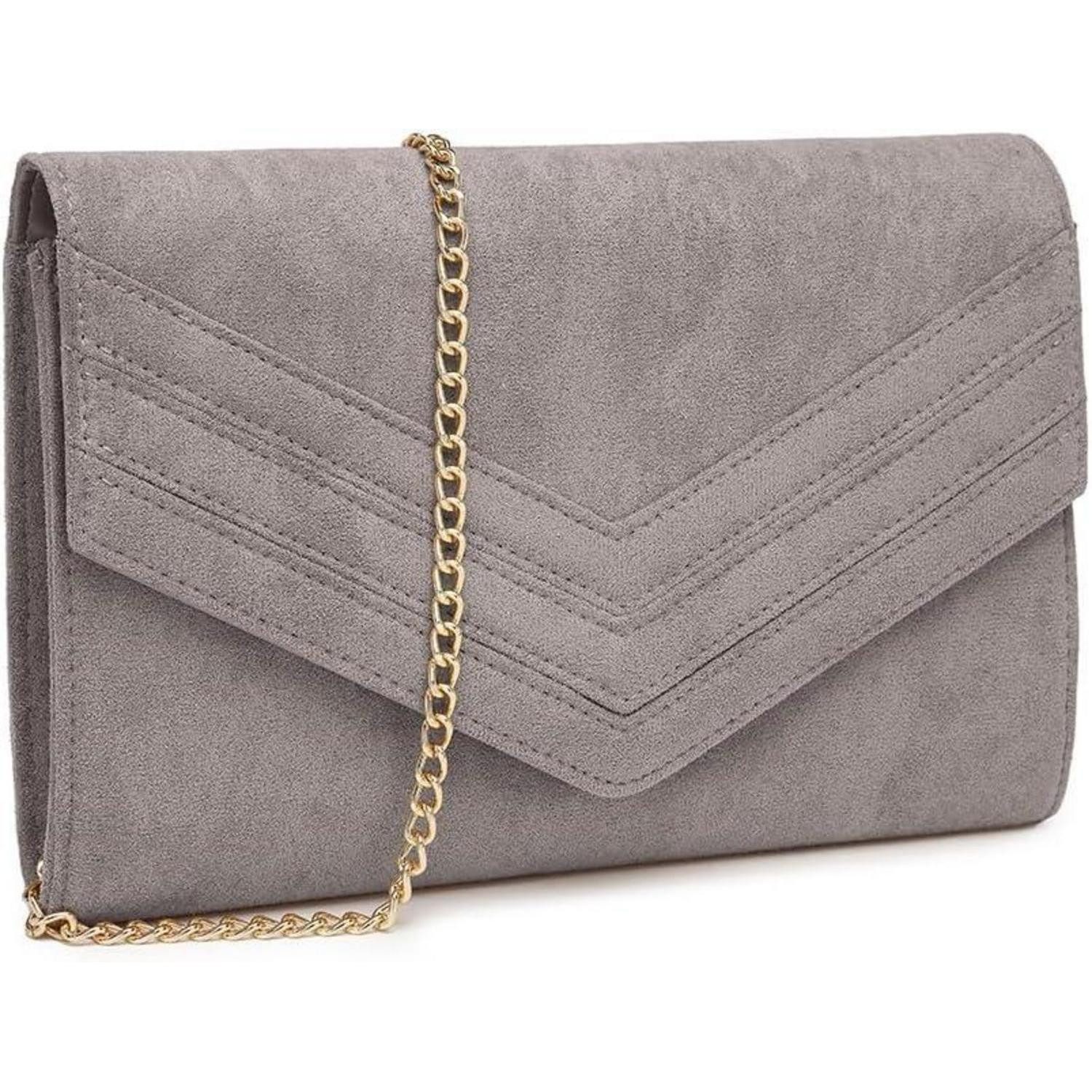 LuxusKollektion Clutch Damen Clutch Elegant Umschlag Abendtasche Brauttasche Kette Schwarz