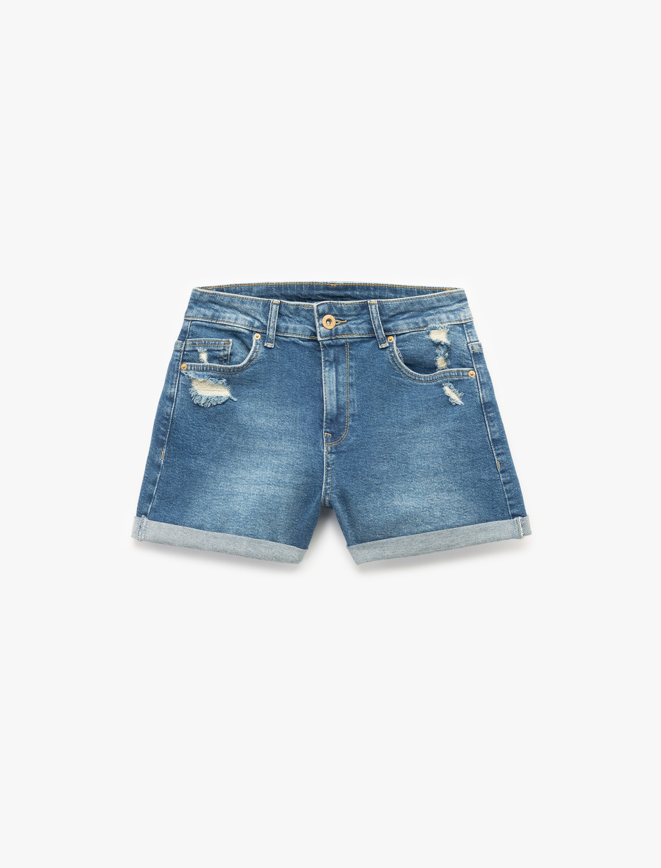 Koton Jeansshorts Koton Skinny Fit Denim-Shorts Mit Knopfdetail