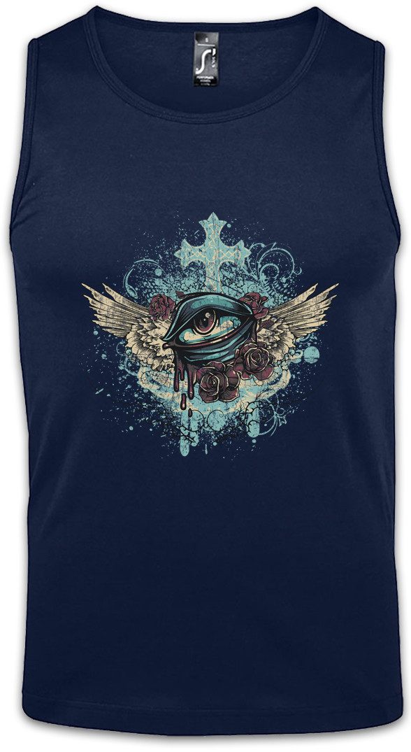 Urban Backwoods Tanktop Winged Eye Ärmelloses T-Shirt Tattoo Auge Roses Rosen Newschool Rockabilly Racing Headshot Art