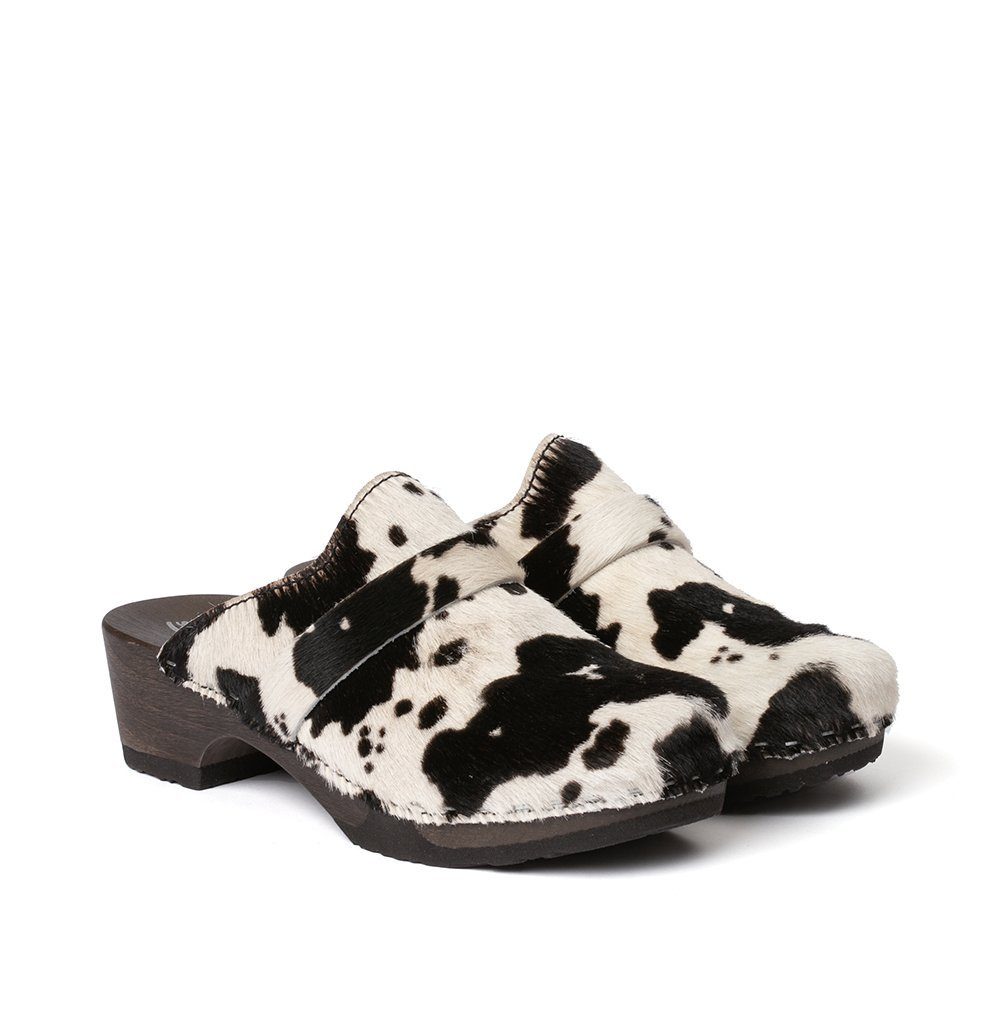 Softclox TAMINA Animalprint kuh schwarz (dunkel), Winter, Holz, Clogs, Damen, Clog