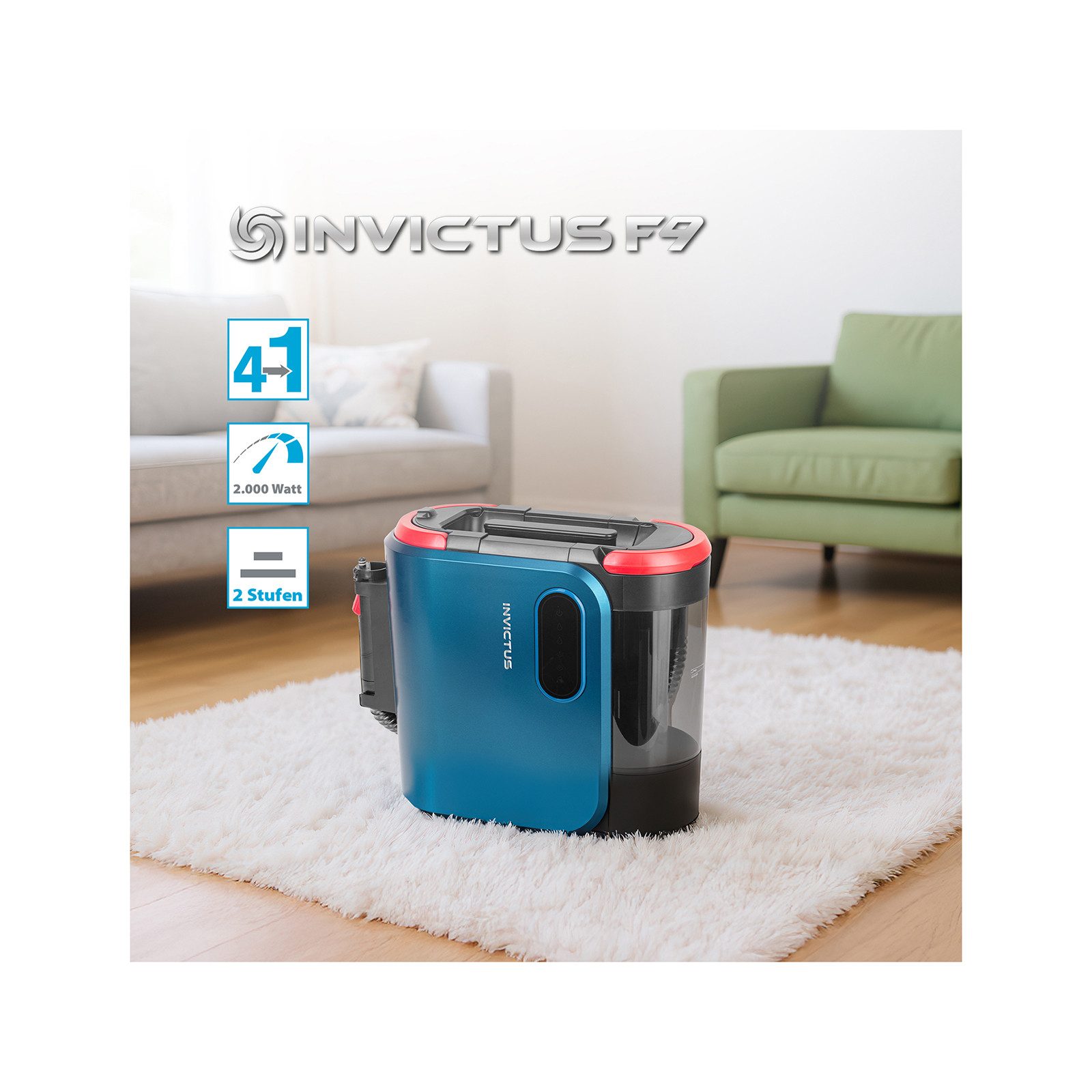 Genius Dampfreiniger Genius Invictus F9 Waschsauger Textilreiniger Set 16 tlg