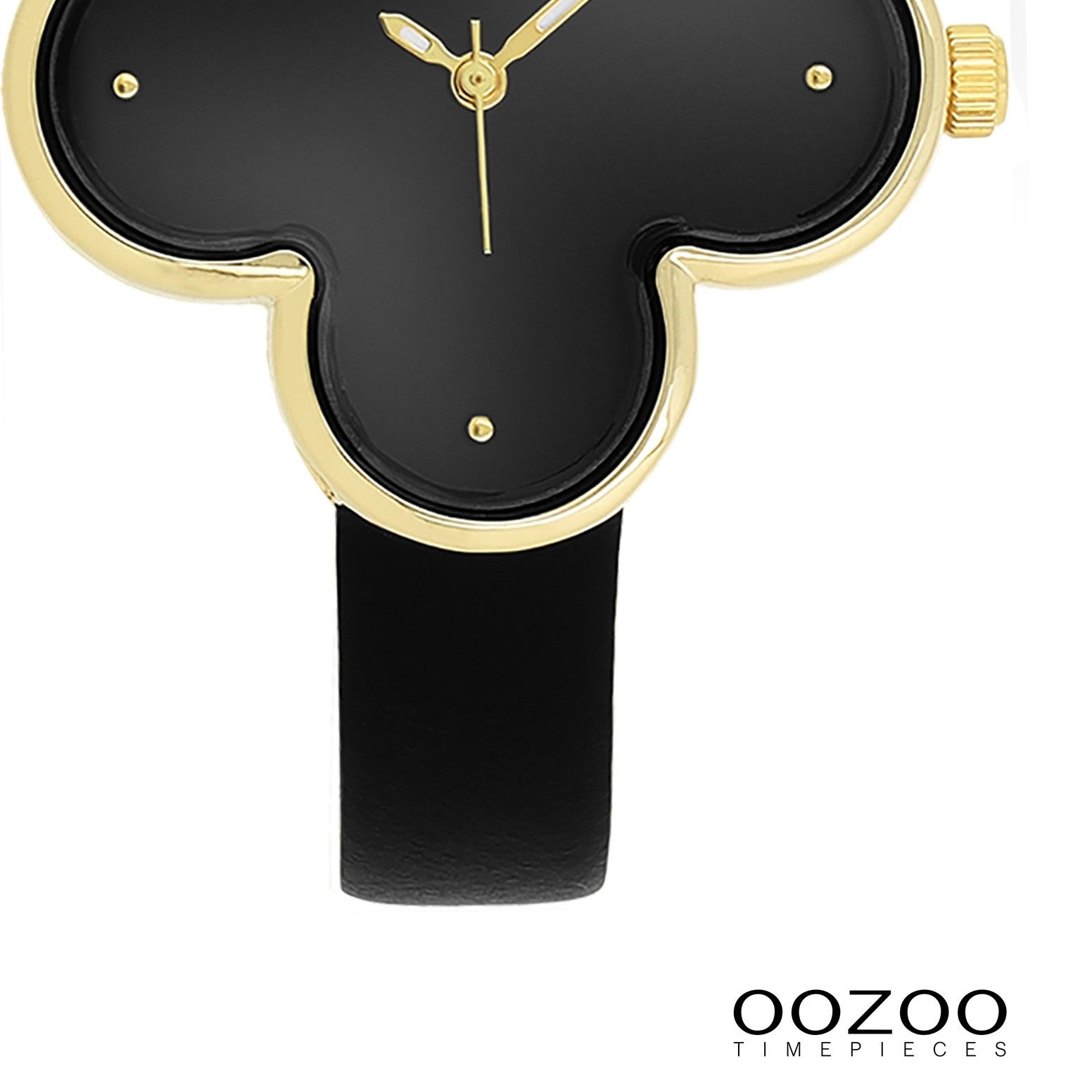 OOZOO Quarzuhr Oozoo Damen Armbanduhr Timepieces Analog, (Analoguhr), Damenuhr kleeform, extra groß (ca 32x32mm) Lederarmband, Fashion-Style