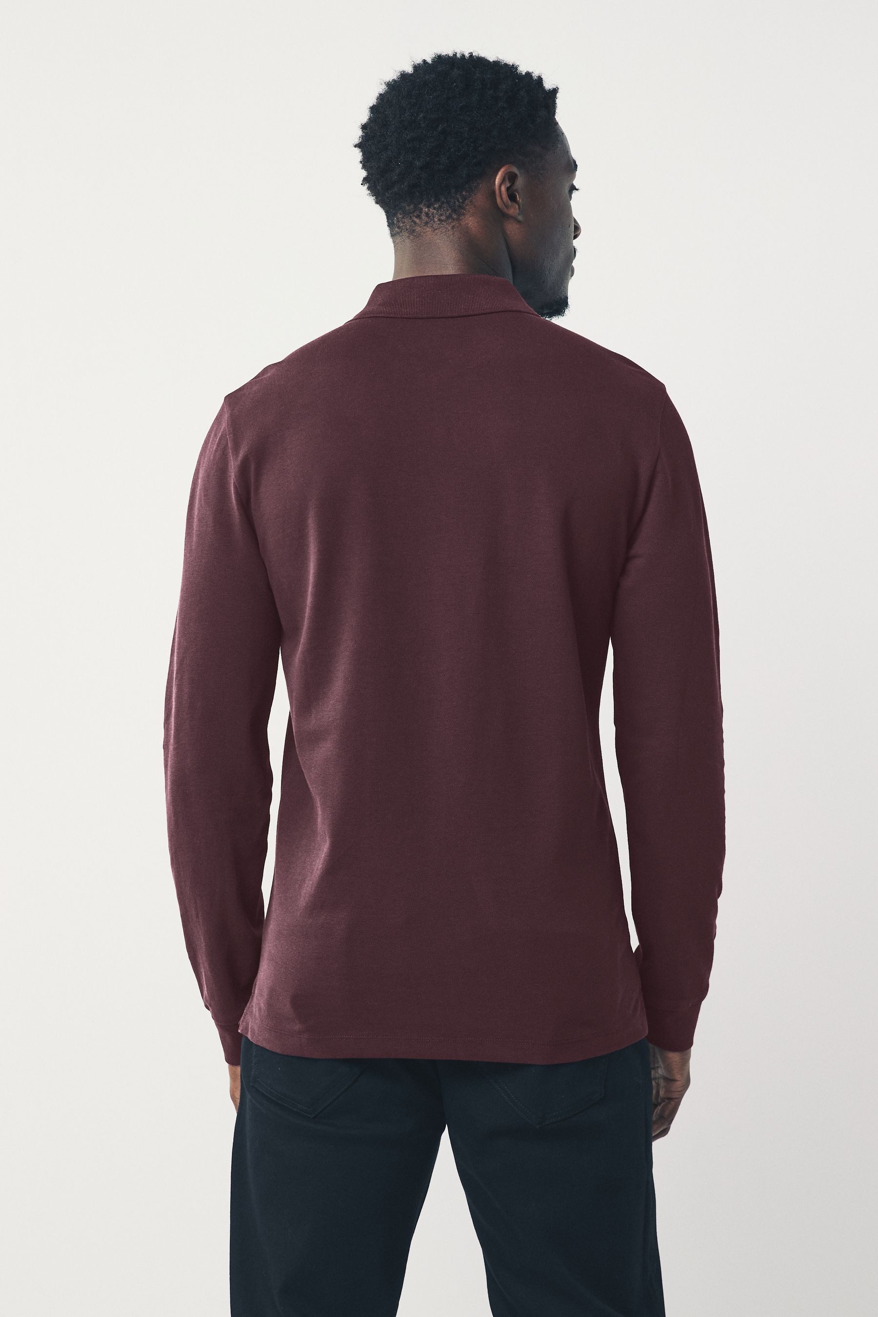 Next Langarm-Poloshirt Slim Fit Pikee-Poloshirt mit langen Ärmeln (1-tlg) günstig online kaufen