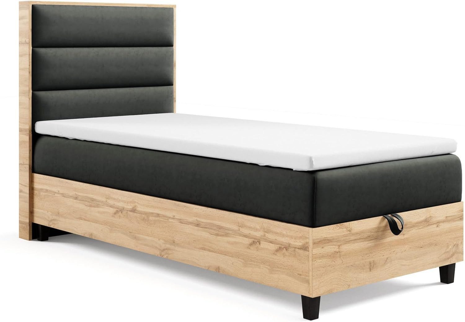 Best for Home Boxspringbett Einzelbett Trinity K-1 mit Bettkasten, Komfort Topper T30 (70x200 80x200 90x200 100x200 cm), Verschiedene Liefermöglichkeiten, TOP Preis-Leistungs-Verhältnis