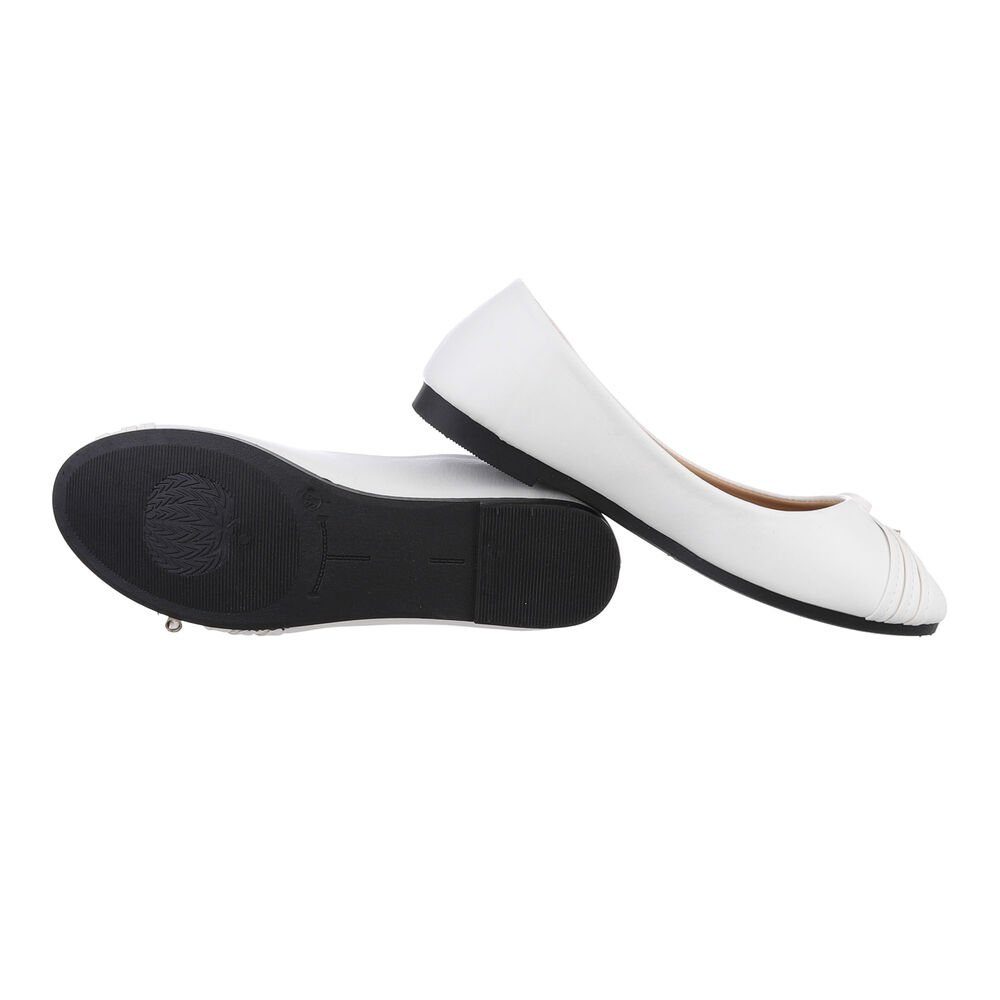 Ital-Design Damen Freizeit Ballerina (85894102) Blockabsatz Klassische Ballerinas in Weiß