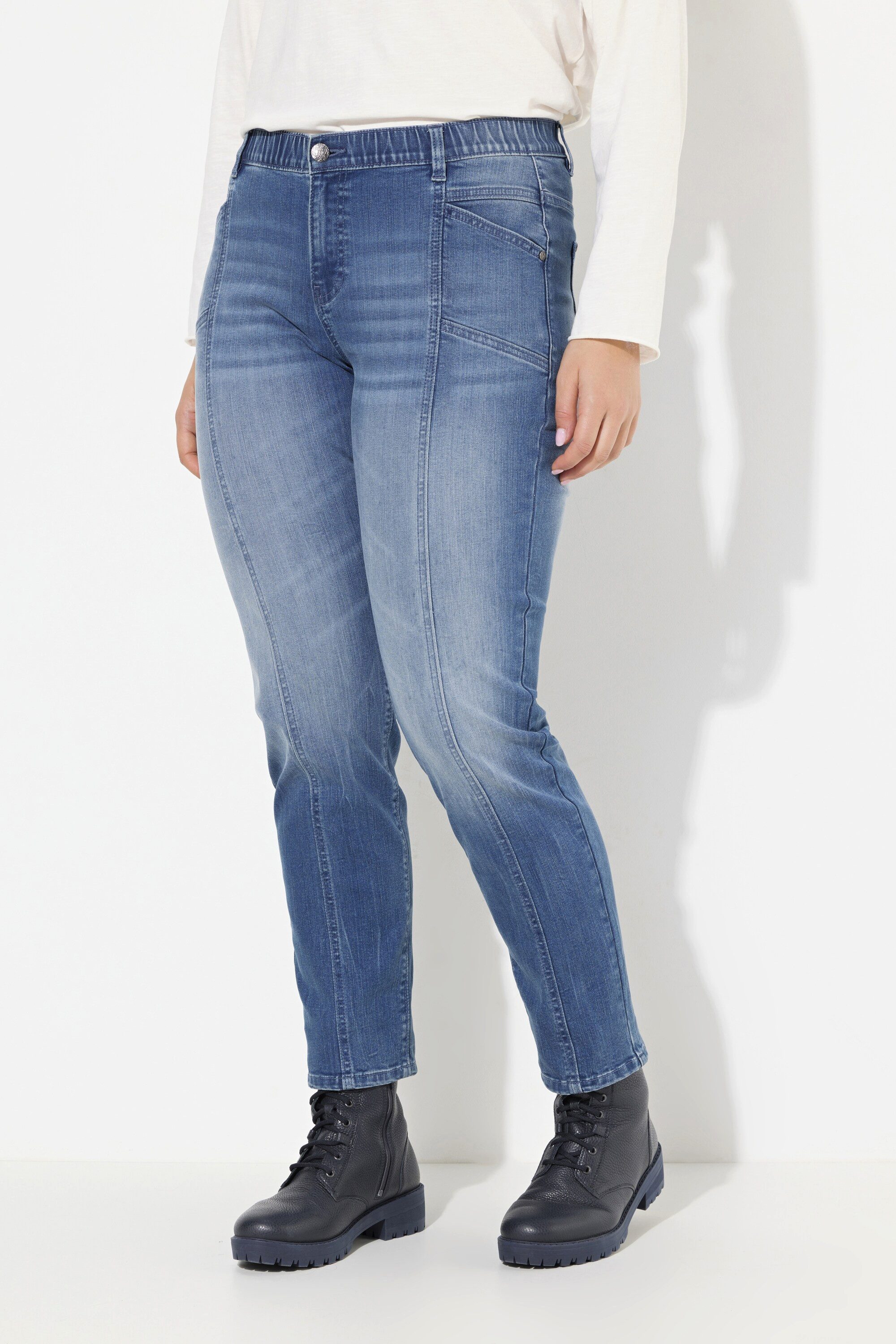 Ulla Popken Regular-fit-Jeans Boyfriend-Jeans Ziernähte weites günstig online kaufen