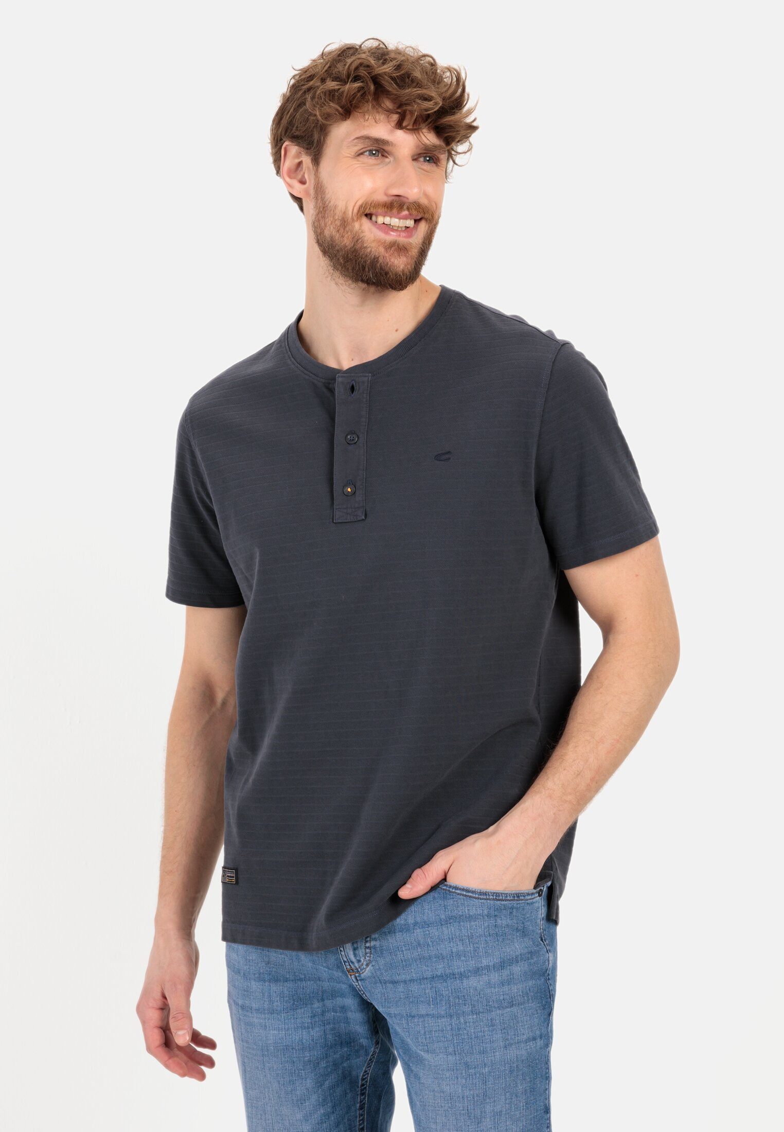Henleyshirt aus reiner Baumwolle Halbarm
