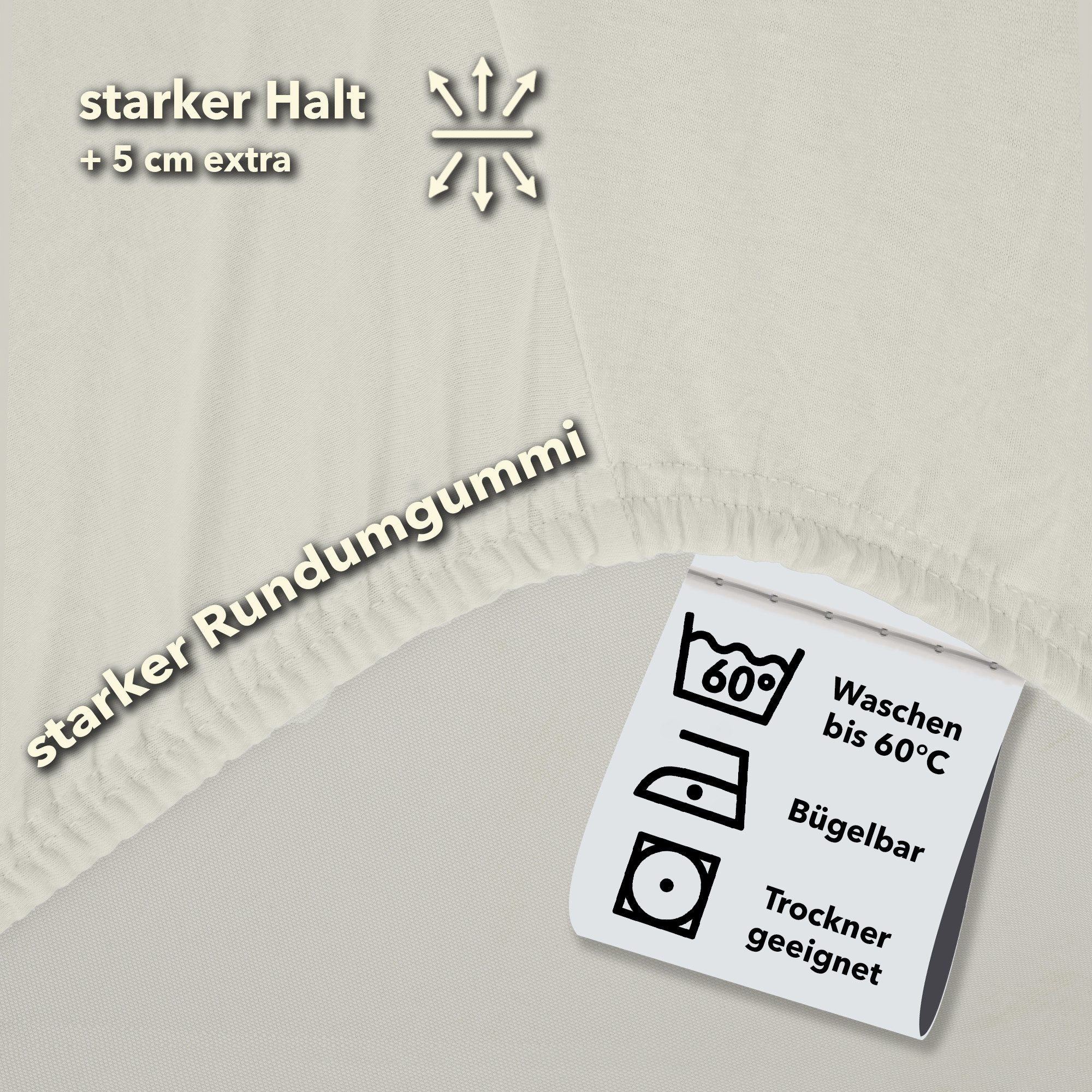 STUDIO Spannbettlaken STUDIO Premium Spannbettlaken 120x200 – 130x220 cm, Jersey, Gummizug: rundum, (1 Stück), 120x200 - 130x220cm Bettlaken Spannbetttuch bis 35cm Höhe Schnee