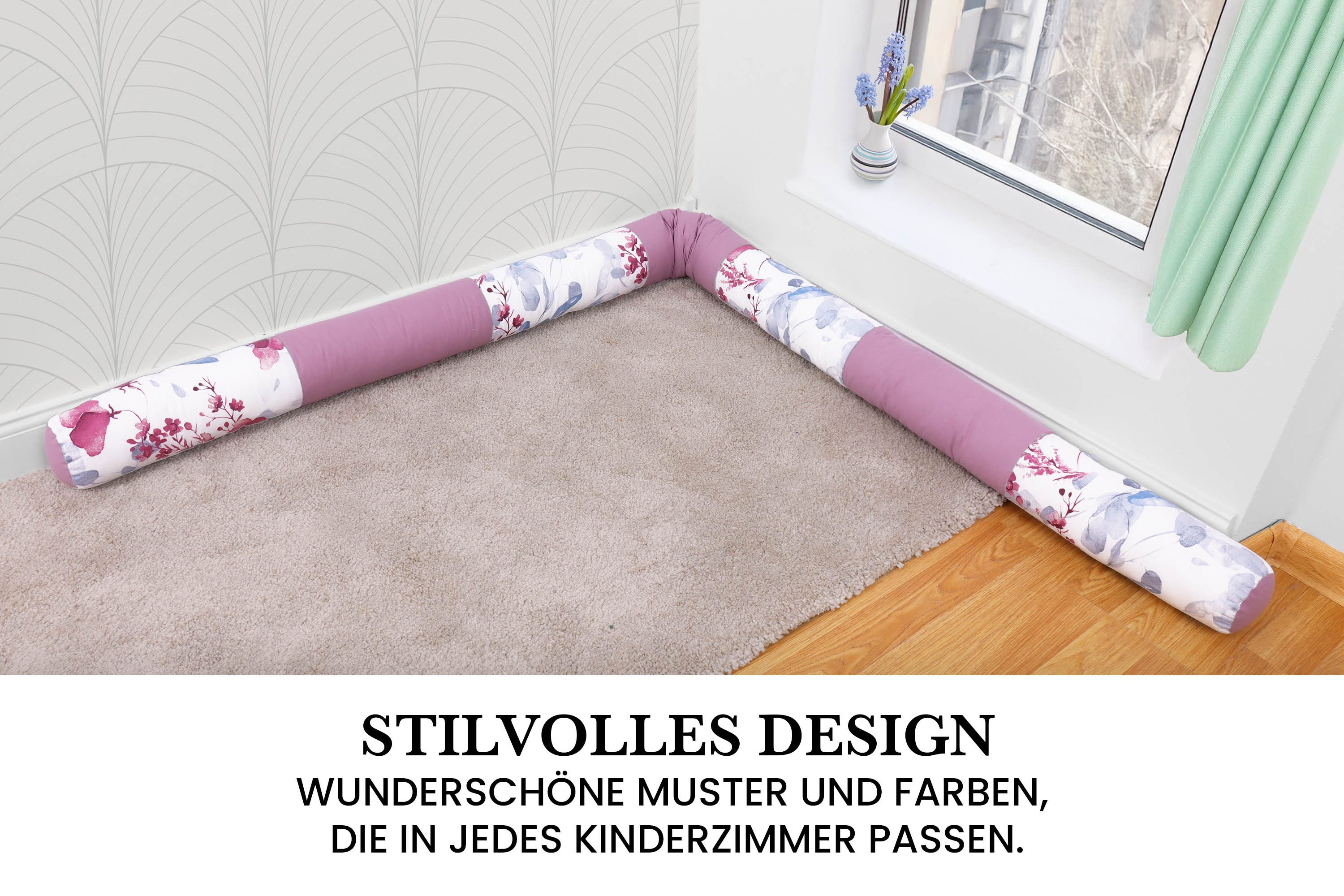 Amilian Nestchenschlange Bettschlange 210cm - Seitenschläferkissen - Nestschlangen, Nestchen - Bettumrandung als Kopfschutz - Kantenschutz für Babybett – Bild 4 von 5