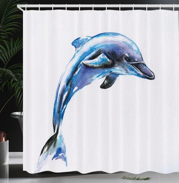 Abakuhaus Duschvorhang Moderner Digitaldruck mit 12 Haken auf Stoff Wasser Resistent Breite 175 cm, Höhe 180 cm, Delphin Ökologische Themen Design
