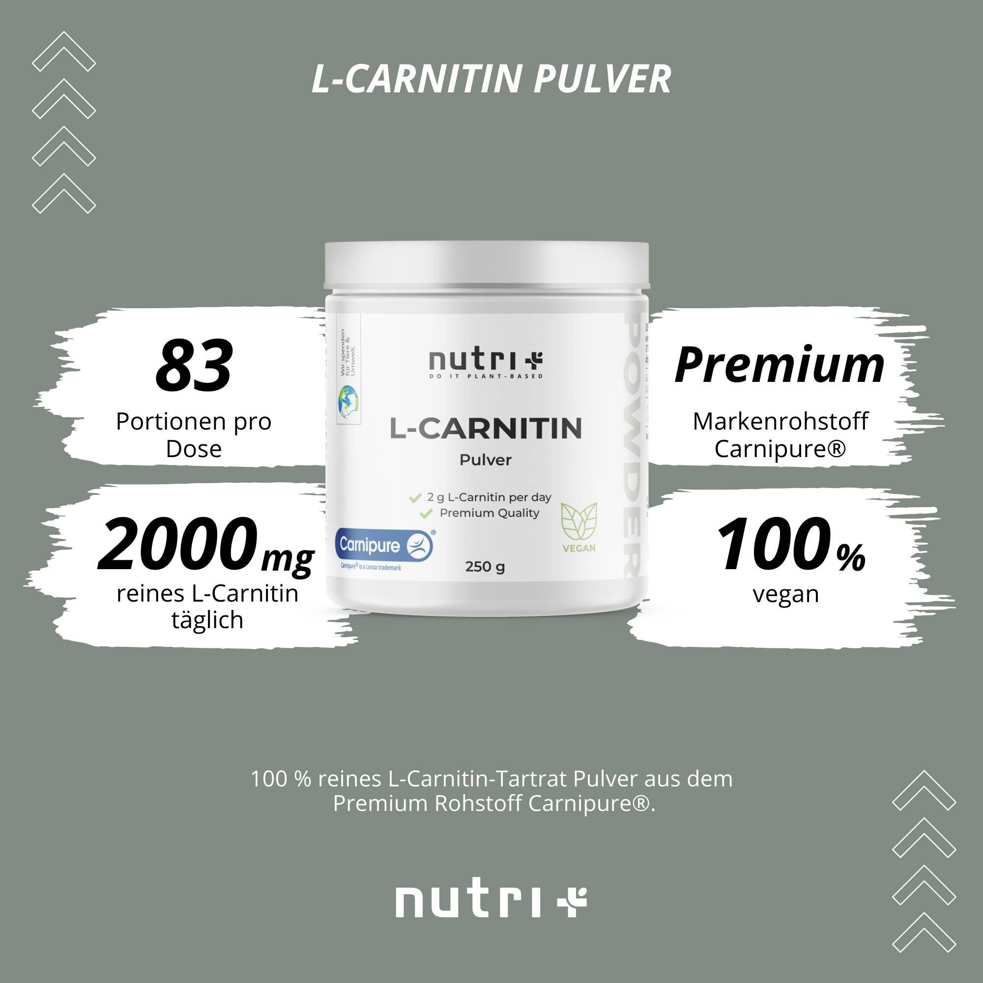 nutri+ L-Carnitin Pulver hochdosiert (Carnipure) Pulver