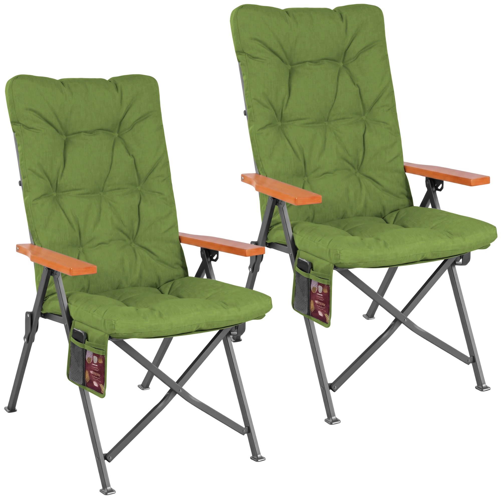 HOMECALL Campingstuhl Faltbar Hochlehner Luxus Klappstuhl mit 4,5cm Dicke Gepolstert (150kg Belastbar mit 4 Positionen Verstellbar Angelstuhl, 2 St), für Garten Balkon Wohnmobil