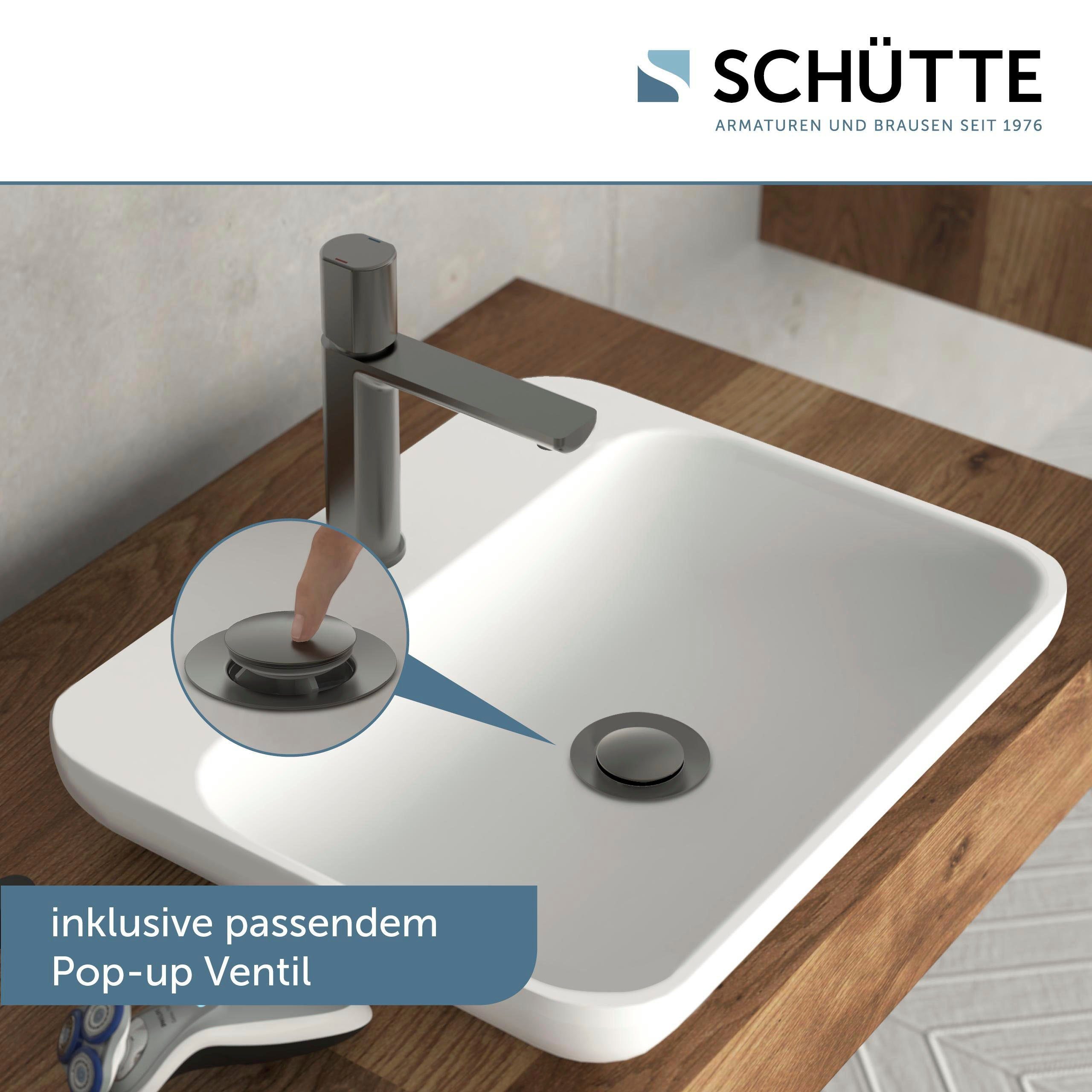 Schütte Waschtischarmatur NEW YORK Wasserhahn mit Ablaufgarnitur, Mischbatterie mit Pop Up Abflussstopfen