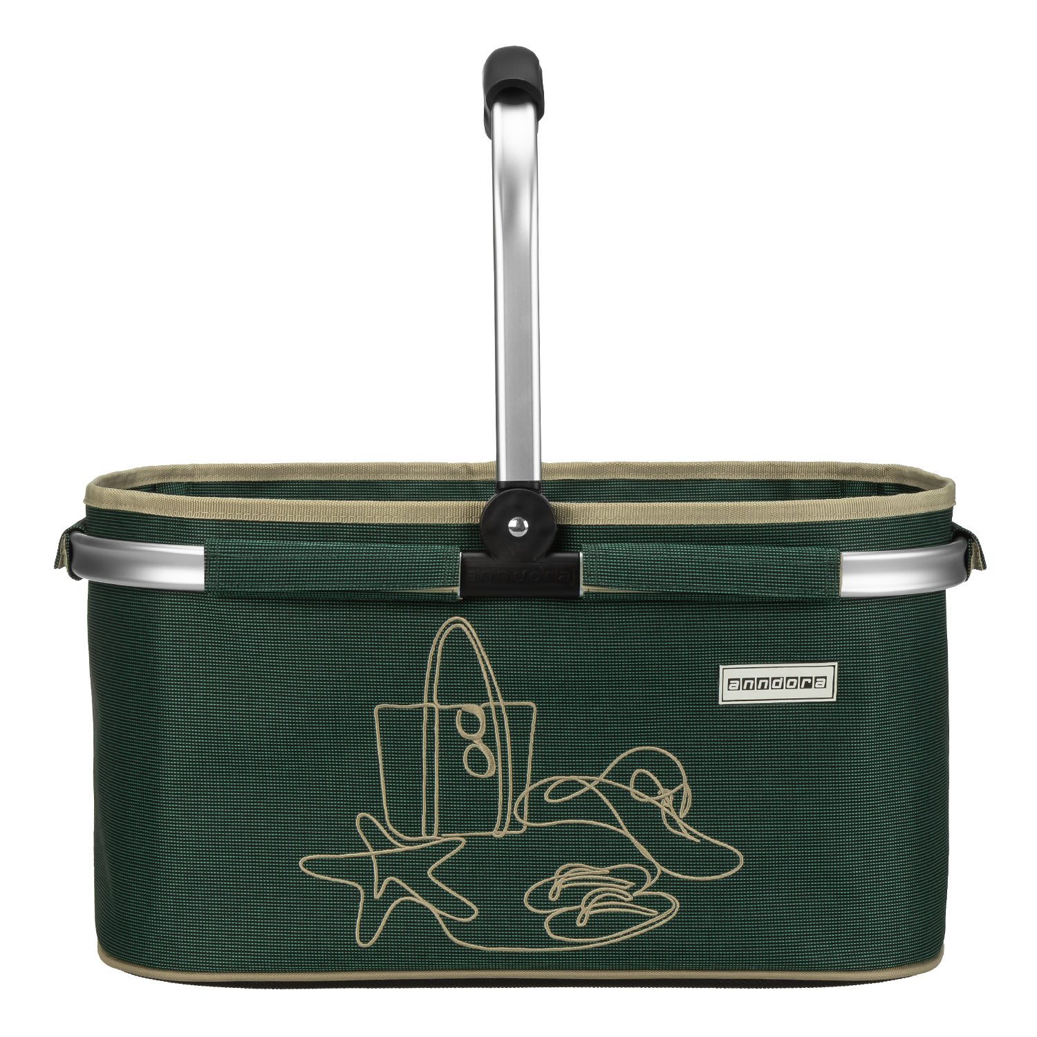 anndora Einkaufskorb mit stabilem Aluminiumrahmen, 22 l, Stoff durch Klettverschluss leicht abnehmbar zum Reinigen