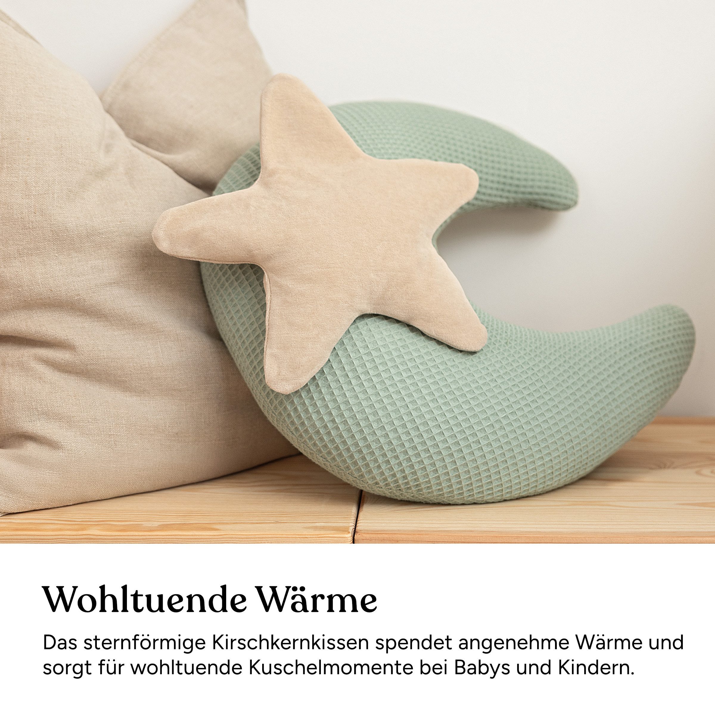 Ehrenkind Wärmekissen Kirschkern aus 100 % Bio-Baumwolle, (Stern), Nickistoff, natürlich & kuschelig für Babys und Kinder
