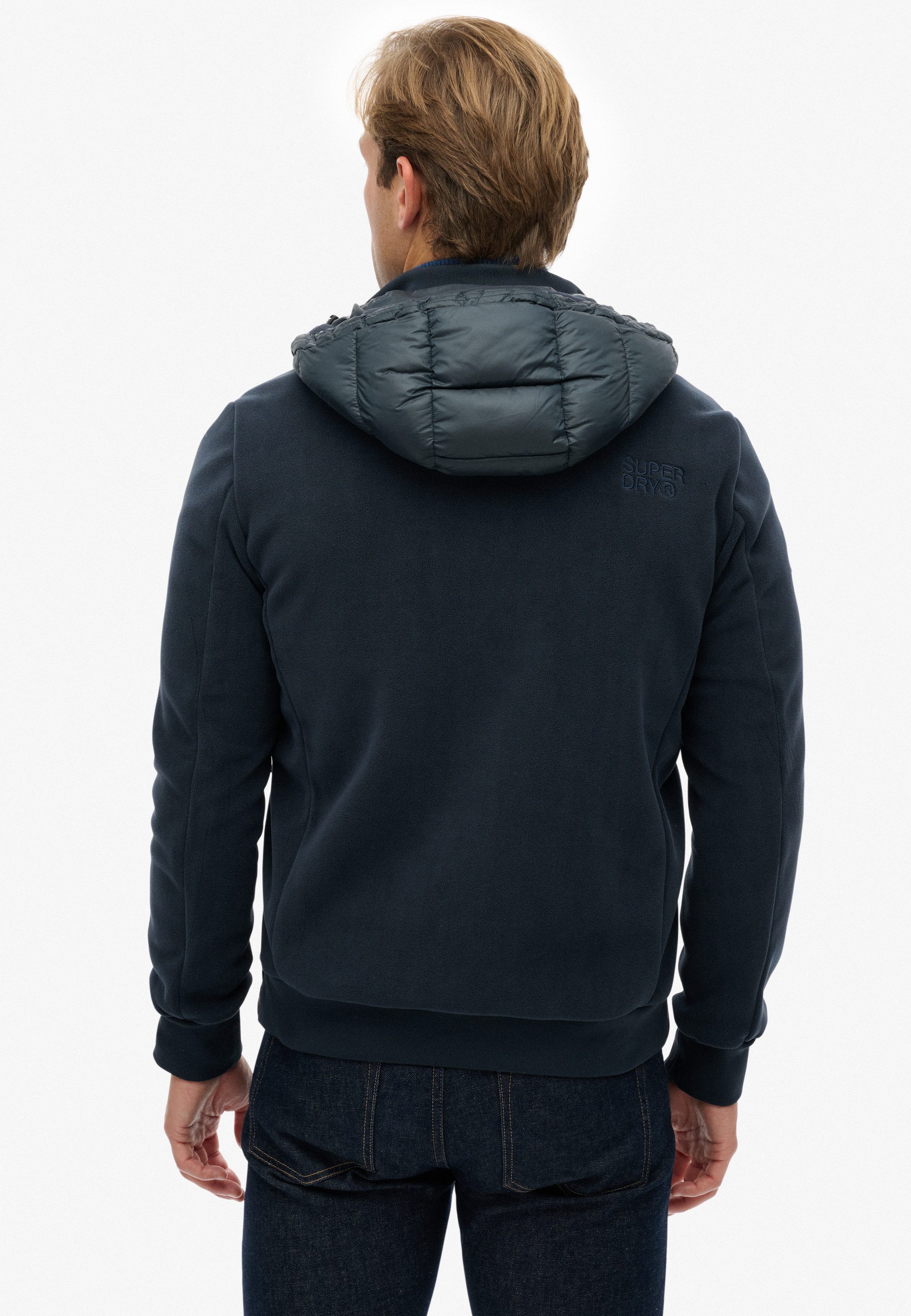 Superdry Steppjacke HOOD STORM FLEECE HYBRID JKT Slim Fit, mit Reißverschluss, aus Polyester