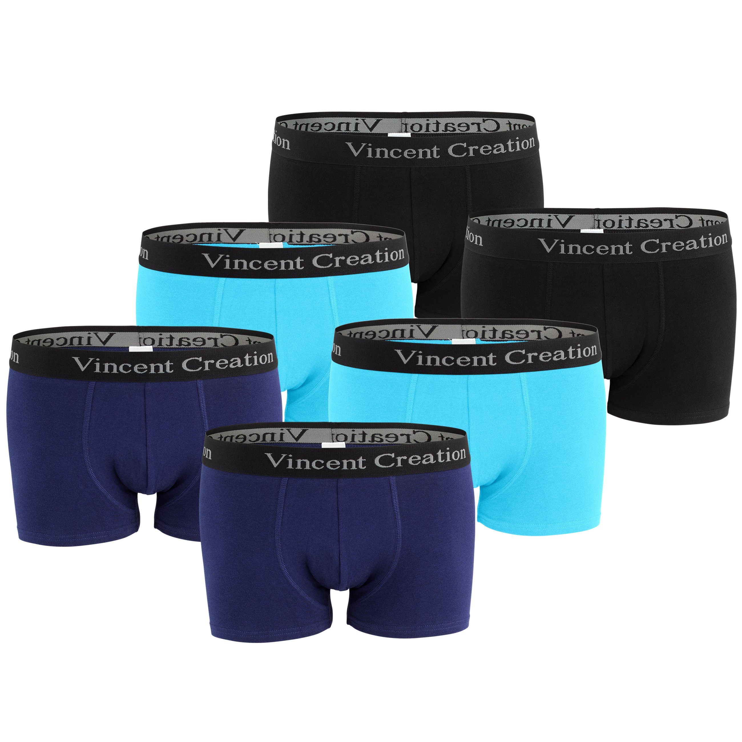 Vincent Creation® Boxershorts (6-St) angenehm stretchiger Baumwollmix marine/türkis/schwarz