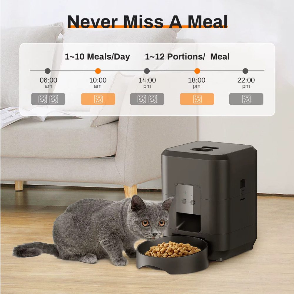 Athlix Katzen-Futterautomat Smart Pet automatischer Futterautomat Spender Katze und Hund, Präzise Portionskontrolle, Integrierte Zeiteinstellung