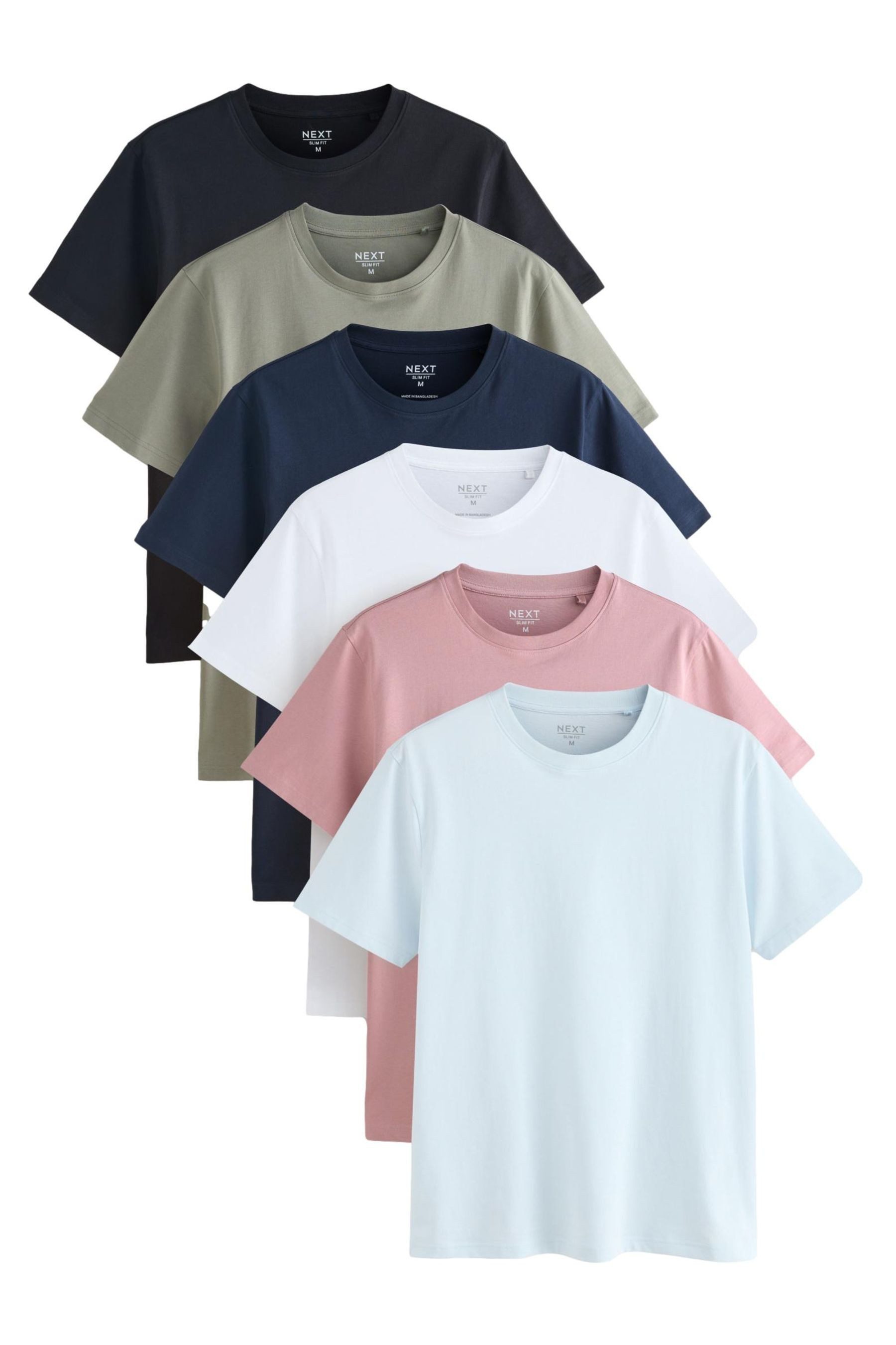 T-Shirt 6er-Pack Essential Slim Fit T-Shirts aus Baumwolle