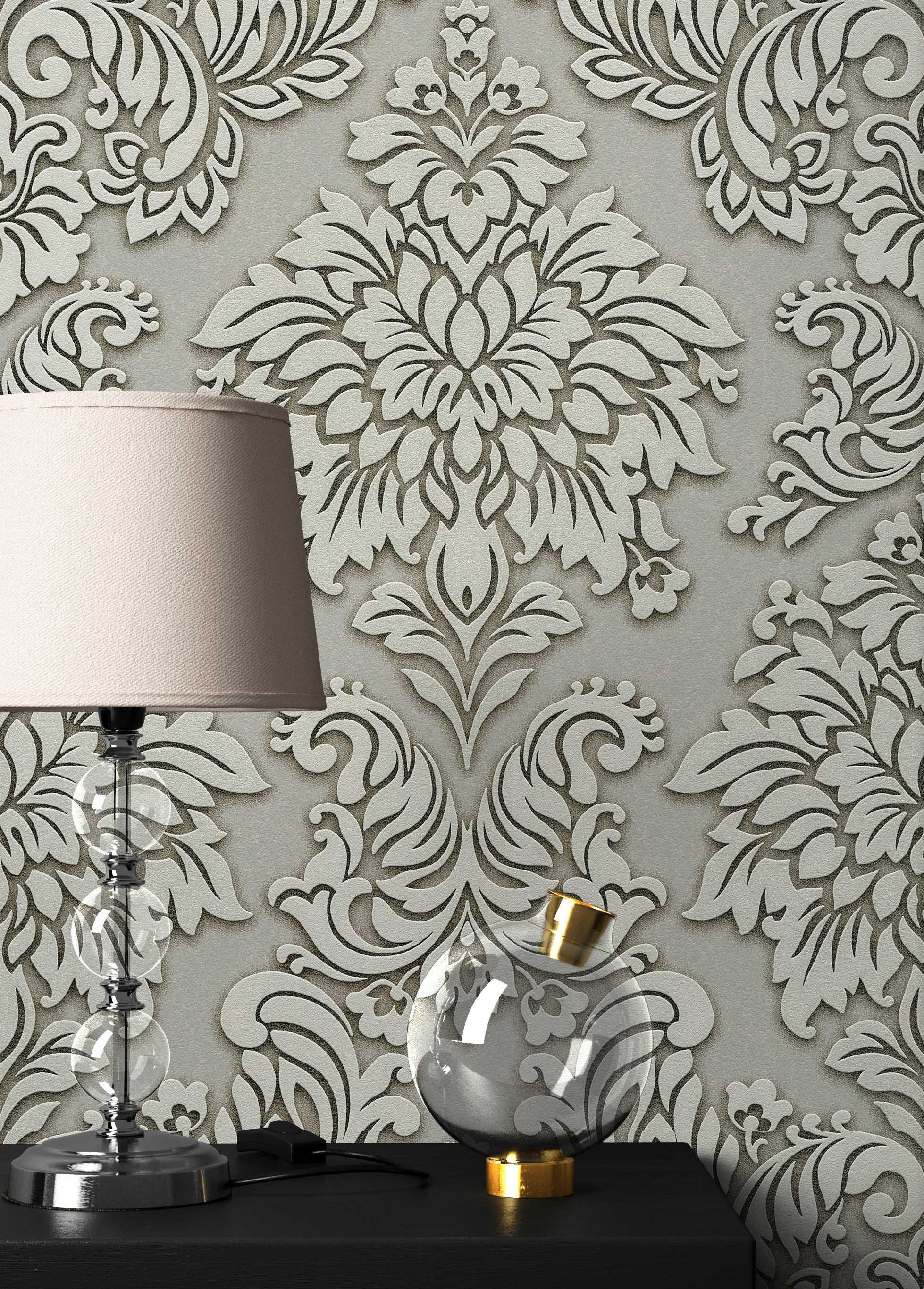 Newroom Vliestapete Muster Tapete Barocktapete Ornament, Wohnzimmer